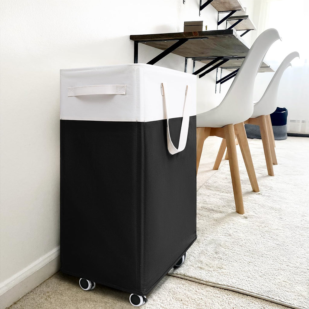 Goodpick Pink Laundry Basket with Wheels, Dorm Room Essentials for Girls, 75L Collapsible Laundry Basket, Laundry Hamper with Handle for College Dorm