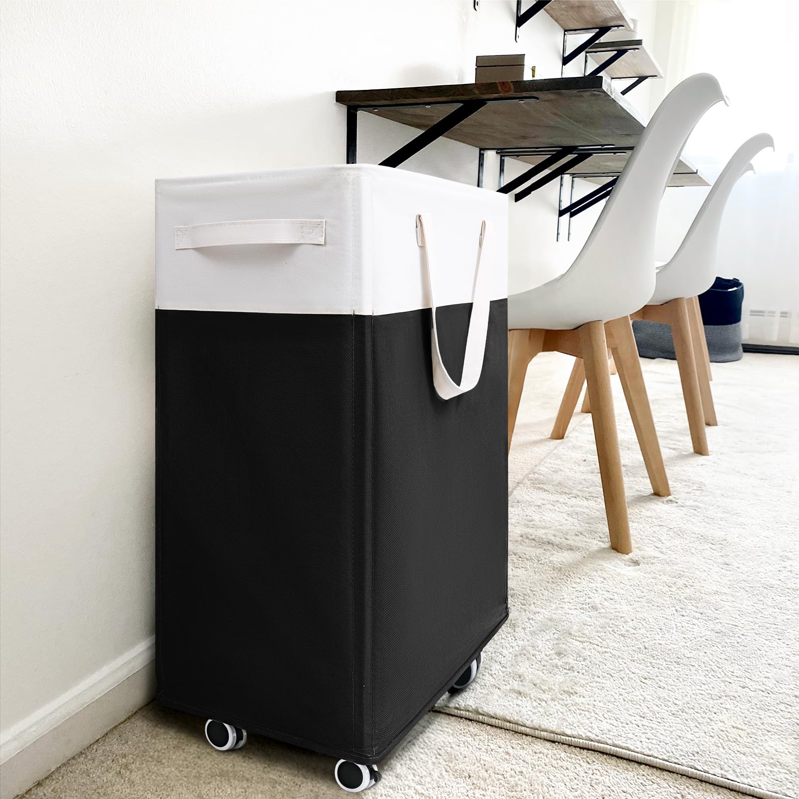 Goodpick Pink Laundry Basket with Wheels, Dorm Room Essentials for Girls, 75L Collapsible Laundry Basket, Laundry Hamper with Handle for College Dorm