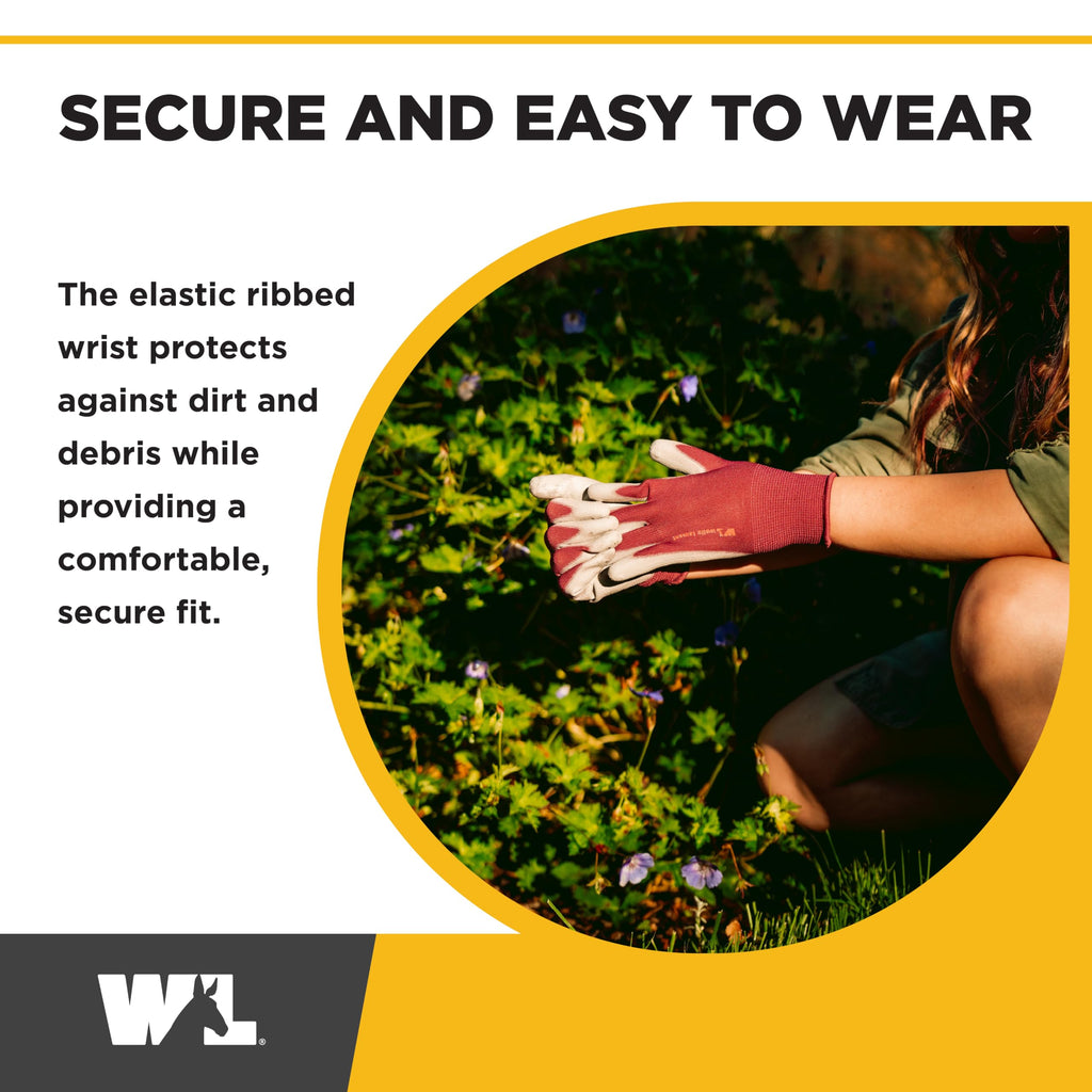 Wells Lamont Gardening Gloves for Women – Breathable Polyester, Seamless Fit – PU-Coated Palm for Grip & Durability