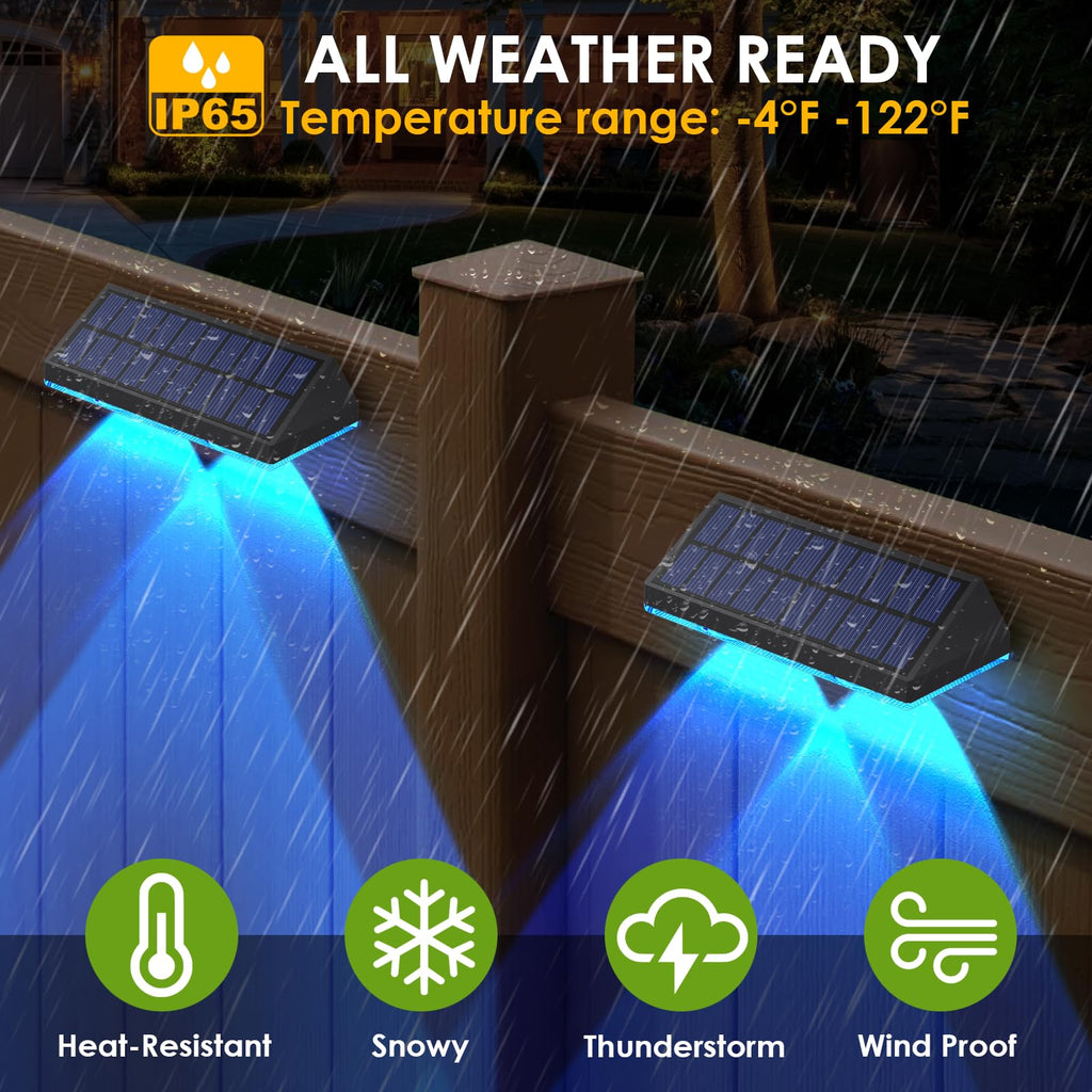 Solar Fence Lights Outdoor - 2700/4000/6000K 3 Mode, 8 Pack Solar Fence Lights Outdoor Waterproof LED, Fence Light Solar Powered for Outside, Backyard, Railing, Step, Patio,Wall and Home Improvement