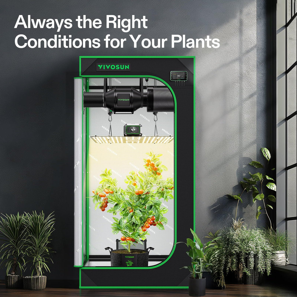 VIVOSUN Smart Grow Tent Kit 2x4, 2-Plant WiFi-Integrated Grow System | including 200W Full Spectrum LED,Automatic Control with GrowHub E42A+, Efficient Ventilation System,48x24x60" Grow Tent