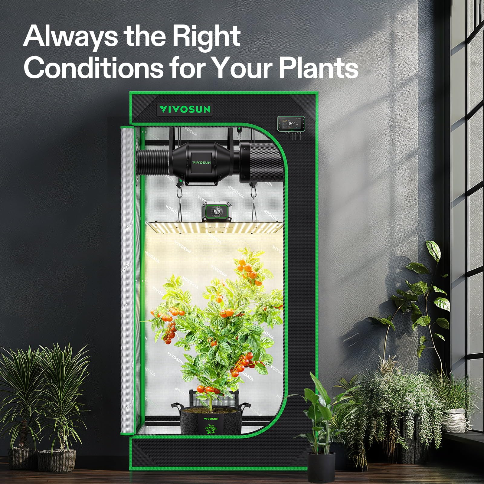 VIVOSUN Smart Grow Tent Kit 2x4, 2-Plant WiFi-Integrated Grow System | including 200W Full Spectrum LED,Automatic Control with GrowHub E42A+, Efficient Ventilation System,48x24x60" Grow Tent