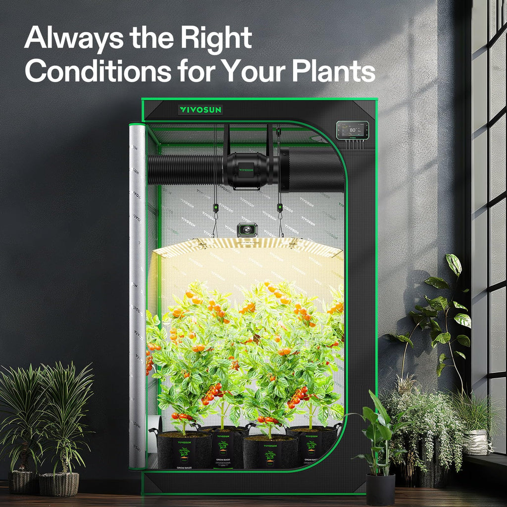 VIVOSUN Smart Grow Tent Kit 2x4, 2-Plant WiFi-Integrated Grow System | including 200W Full Spectrum LED,Automatic Control with GrowHub E42A+, Efficient Ventilation System,48x24x60" Grow Tent