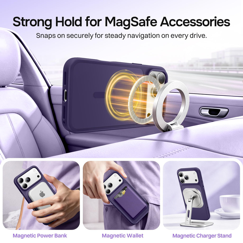 Magnetic for iPhone 17 Pro Max Case, Compatible with MagSafe, [Military Grade Drop Protection] Translucent Matte Shockproof Protective Anti-Fingerprint Phone Case, 6.9", Dark Purple