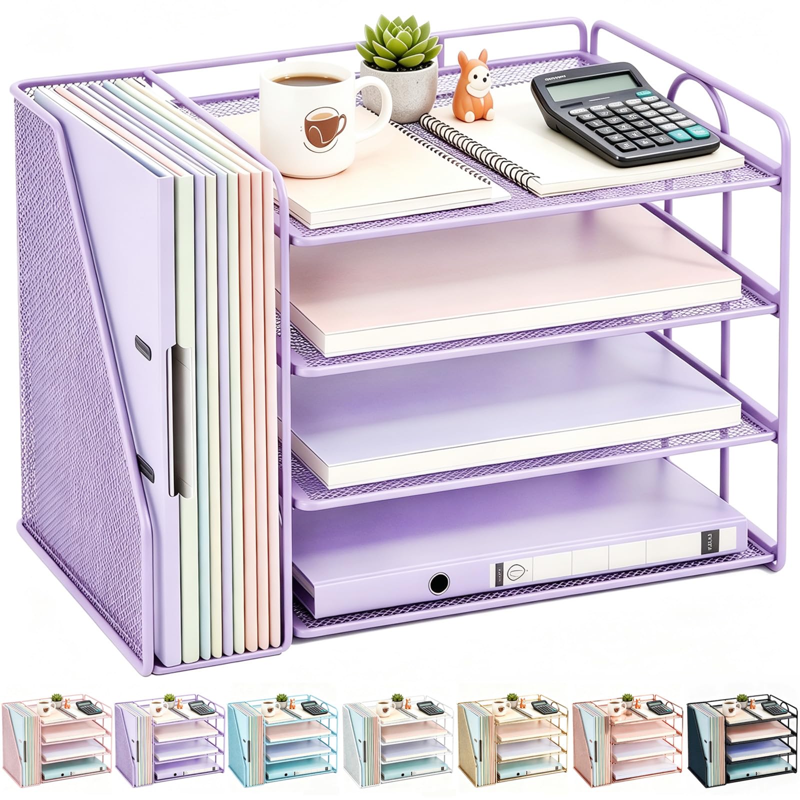 gianotter 4-Tier Paper Organizer With Magazine Holder, Desk Organizers and Accessories, Desk Accessories & Workspace Organizers, File Organizer for Office Supplies Storag (Black, 4-Tier)