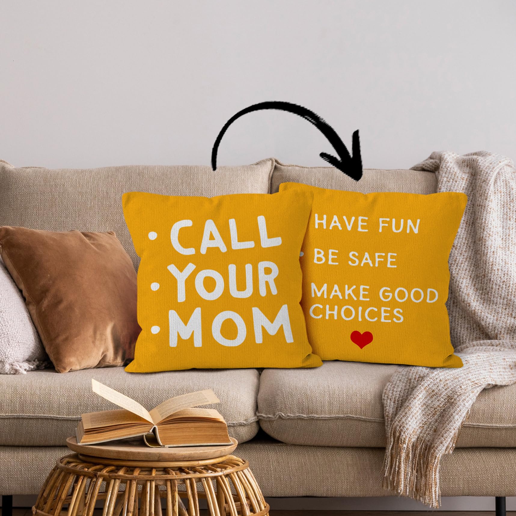 HIWX College Dorm Decor,Funny Have Fun Be Safe Make Good Choices Call Your Mom Decorative 18 x 18 Throw Pillow Cover,Call Your Mom Pillow,Throw Pillows for Dorm Bed Room Student Decor Pillowcase