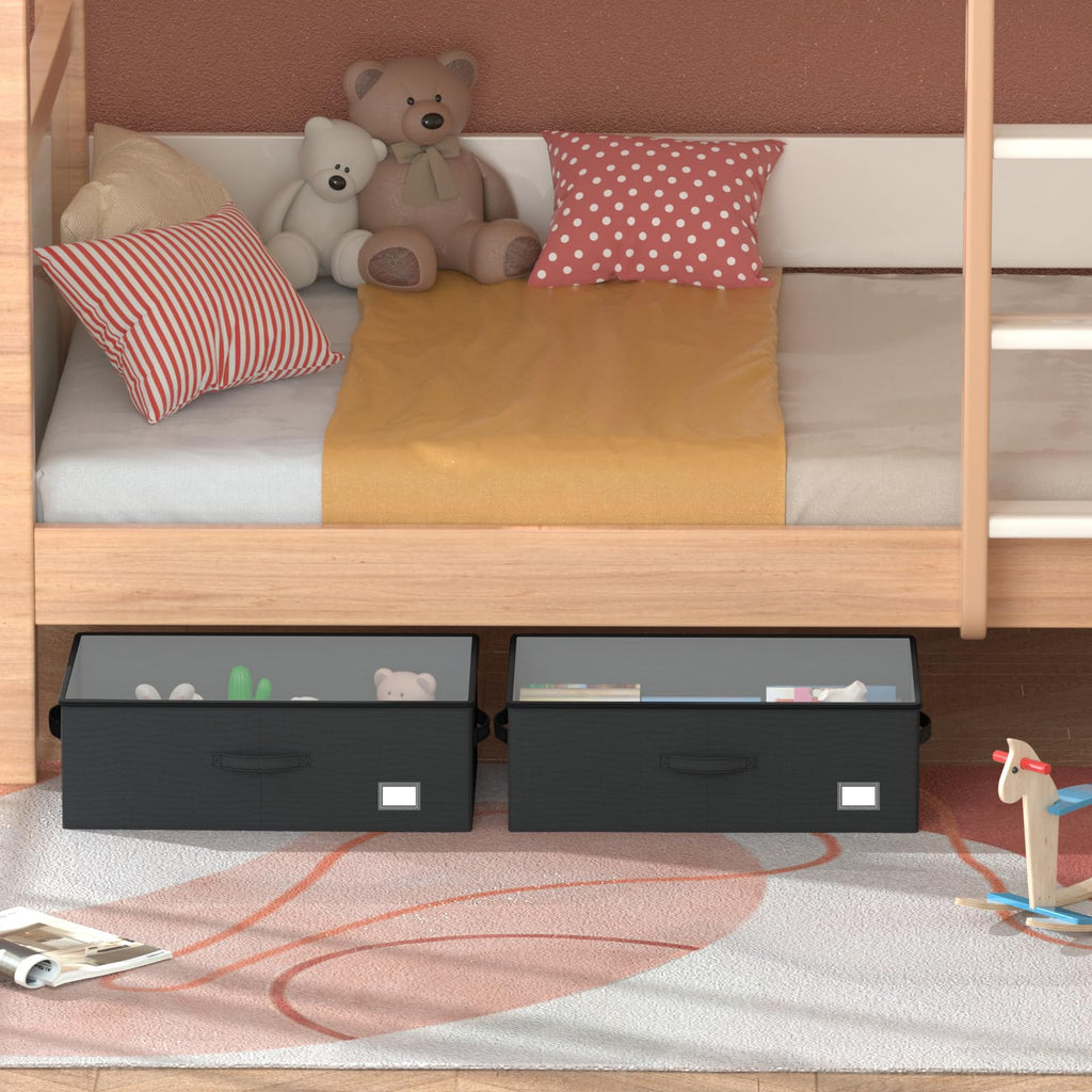 EE-RoomWorld Under Bed Storage with Wheels, No Assemble Required 10 inches height Under Bed Storage bins,Large capacity Rolling Underbed Shoe Storage containers，dorm underbed storage drawers