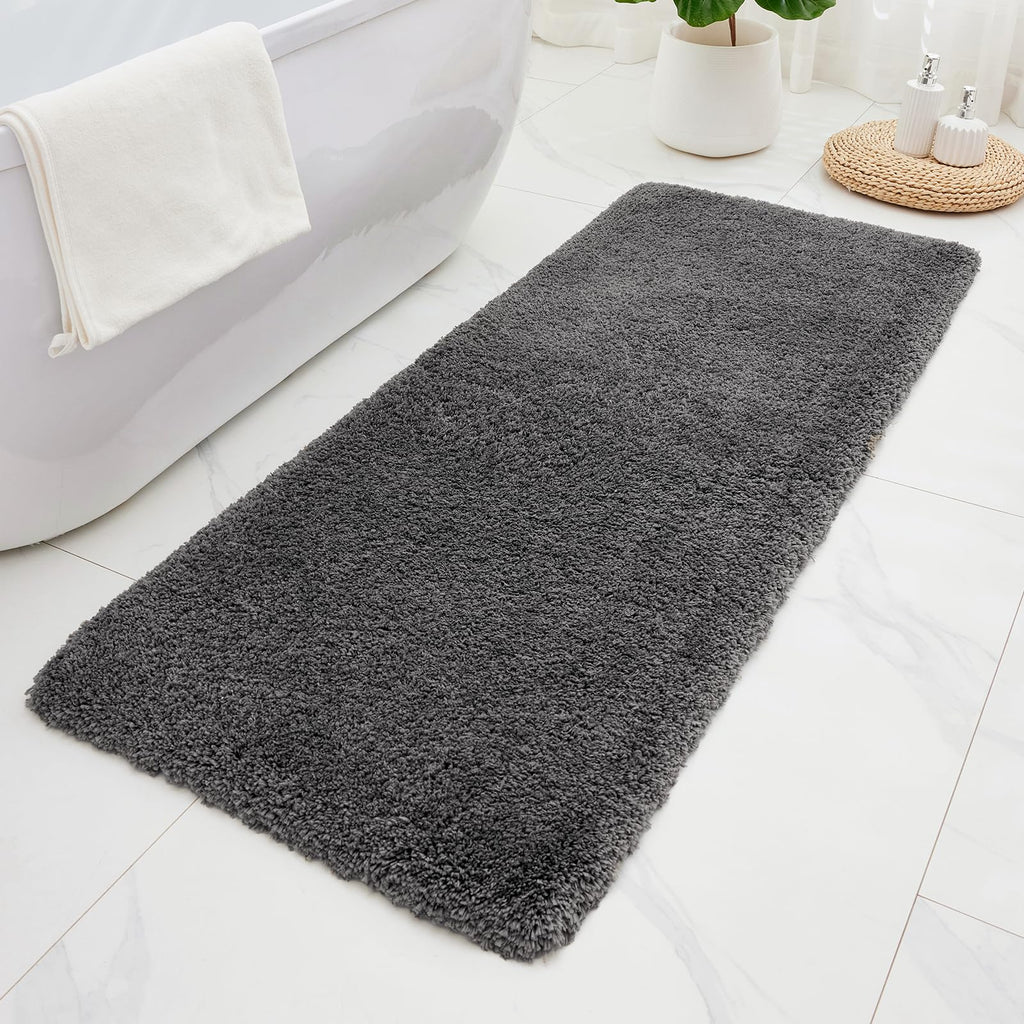 ILANGO Pink Bathroom Rugs 24" × 17" Non Slip & Super Absorbent Extra Thick Soft, Washable Bath Mat for Floor, Non Shedding Microfiber Plush Holiday Bath Rug with Rubber for Shower Sink