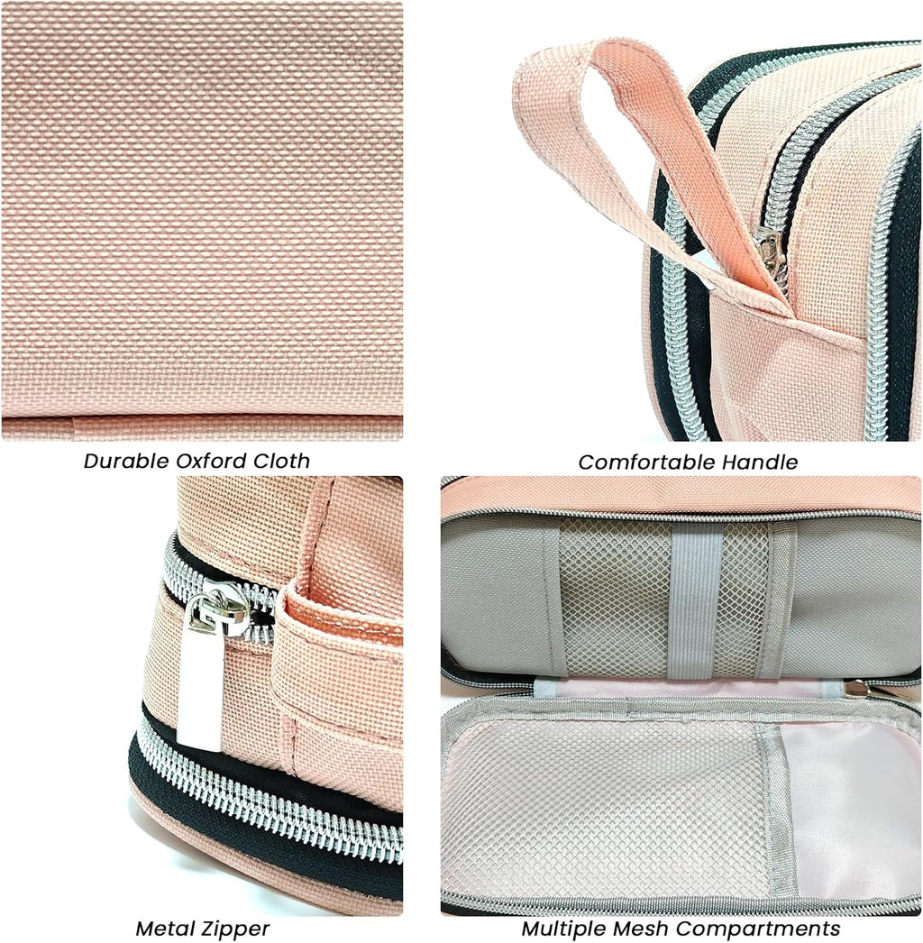 Large Pencil Case Pouch, Extra Big Pencil Bag with 4 Compartments for Kids, Oxford Cloth Pen Bag with Zipper, Pencil Organizer, Cute Aesthetic School Supplies for Teen Girls Boys Adults Pink