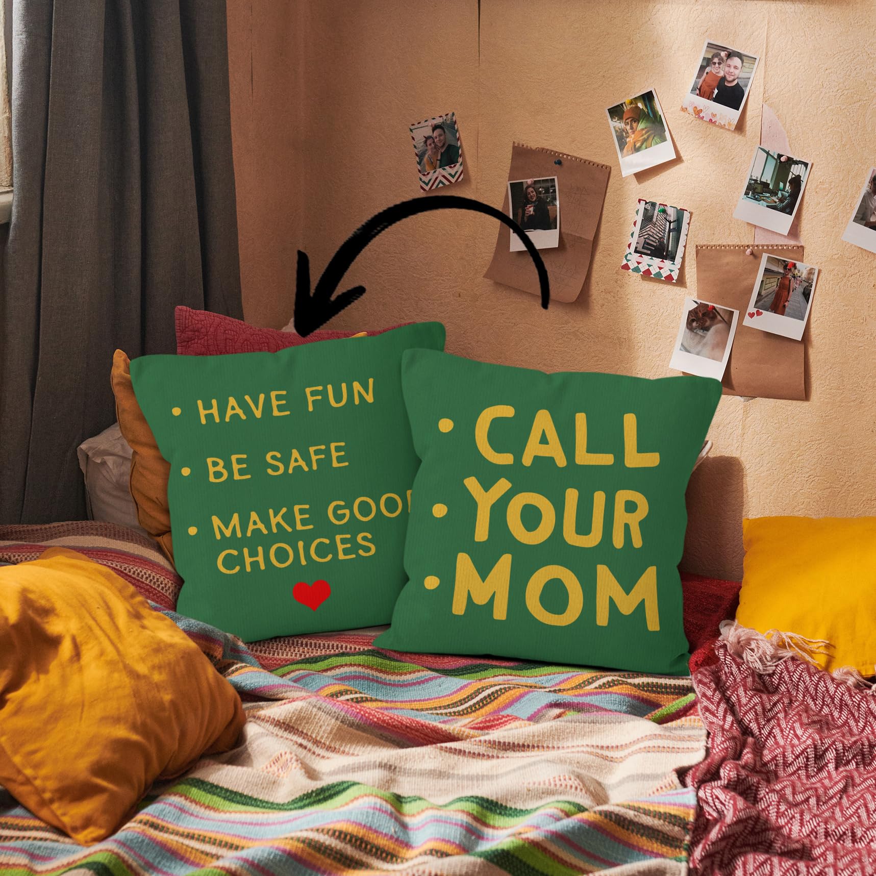 HIWX College Dorm Decor,Funny Have Fun Be Safe Make Good Choices Call Your Mom Decorative 18 x 18 Throw Pillow Cover,Call Your Mom Pillow,Throw Pillows for Dorm Bed Room Student Decor Pillowcase