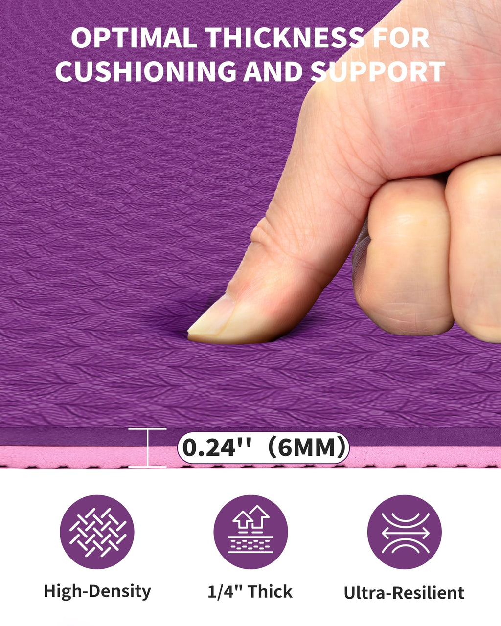 CAMBIVO Yoga Mat 72" x 48" Large Workout Mat for Home Gym Flooring | 6mm-12mm (0.24"-0.48") Extra Thick Exercise Mat for Apartment Fitness | High-Density TPE Cushioning for Joint Protection