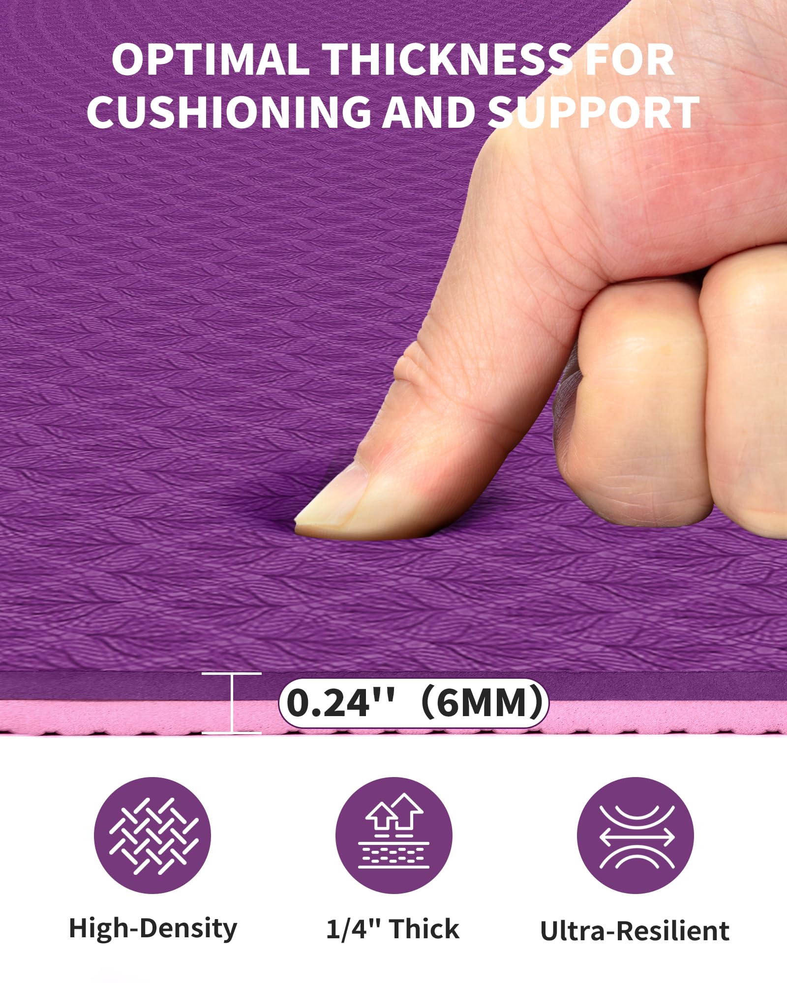 CAMBIVO Yoga Mat 72" x 48" Large Workout Mat for Home Gym Flooring | 6mm-12mm (0.24"-0.48") Extra Thick Exercise Mat for Apartment Fitness | High-Density TPE Cushioning for Joint Protection