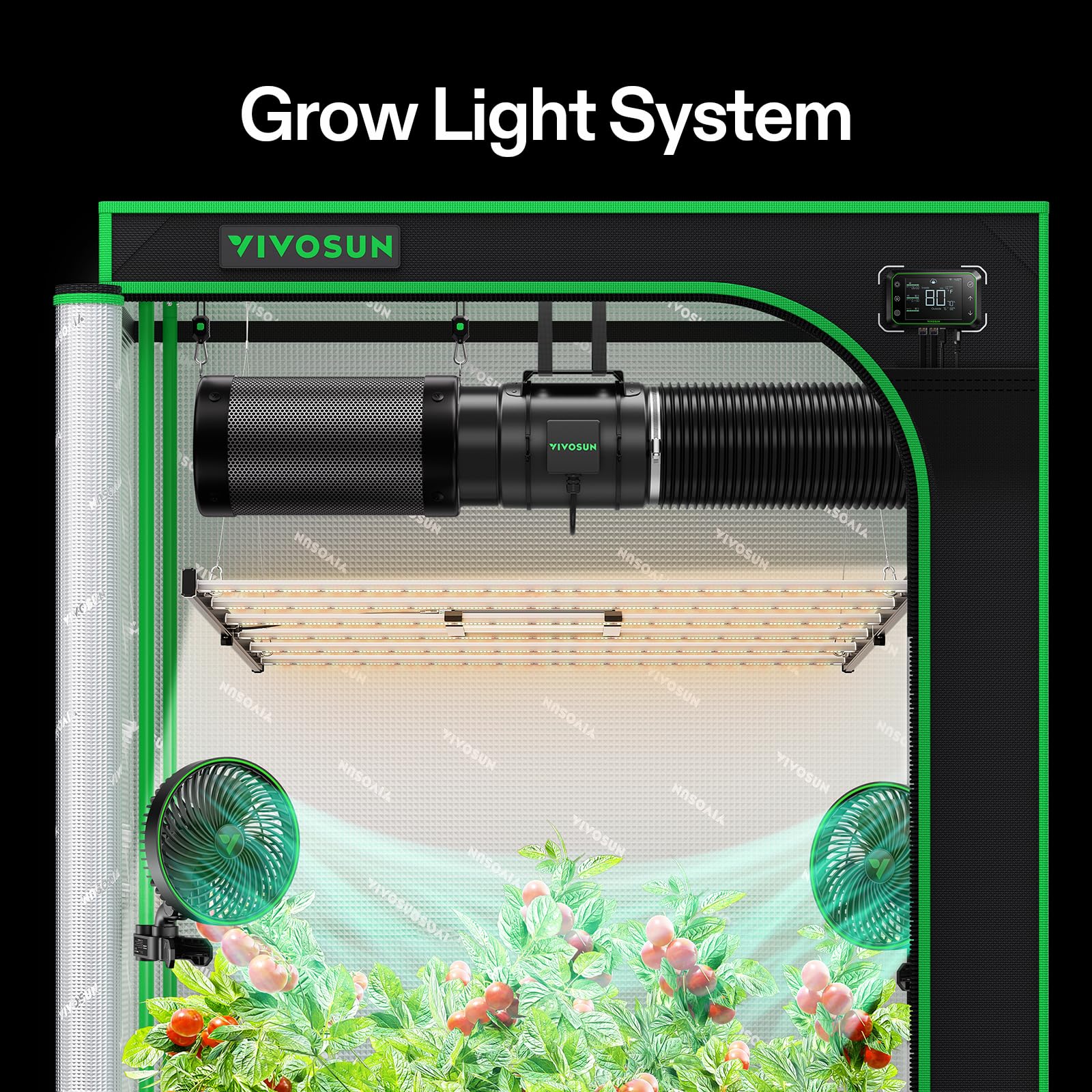 VIVOSUN Smart Grow Tent Kit 2x4, 2-Plant WiFi-Integrated Grow System | including 200W Full Spectrum LED,Automatic Control with GrowHub E42A+, Efficient Ventilation System,48x24x60" Grow Tent