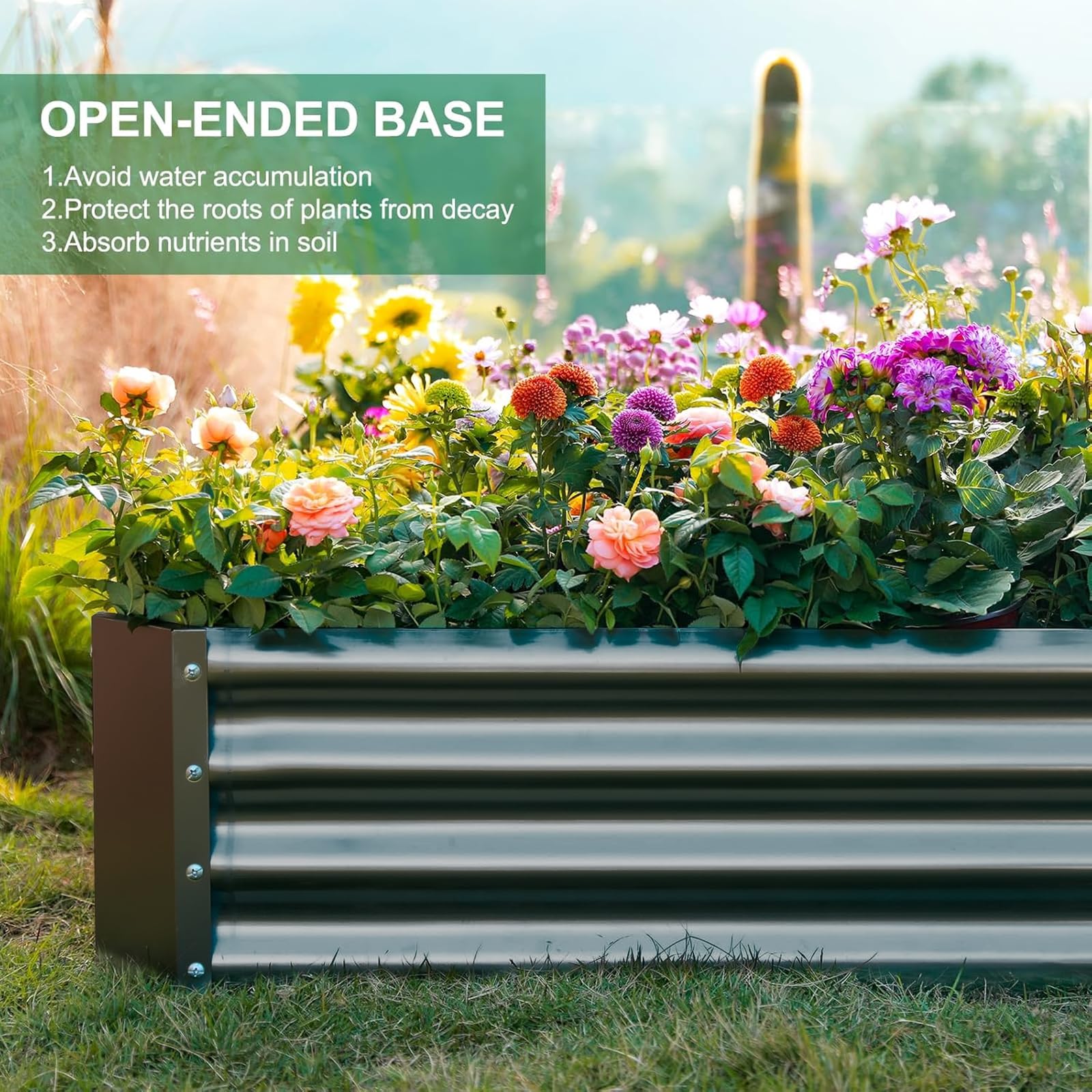 Land Guard 3 Pack 8×4×1ft Galvanized Metal Raised Garden Bed, Metal Planter Kit Box Outdoor for Deep-Rooted Vegetables, Flowers, Green and Herbs, Silver
