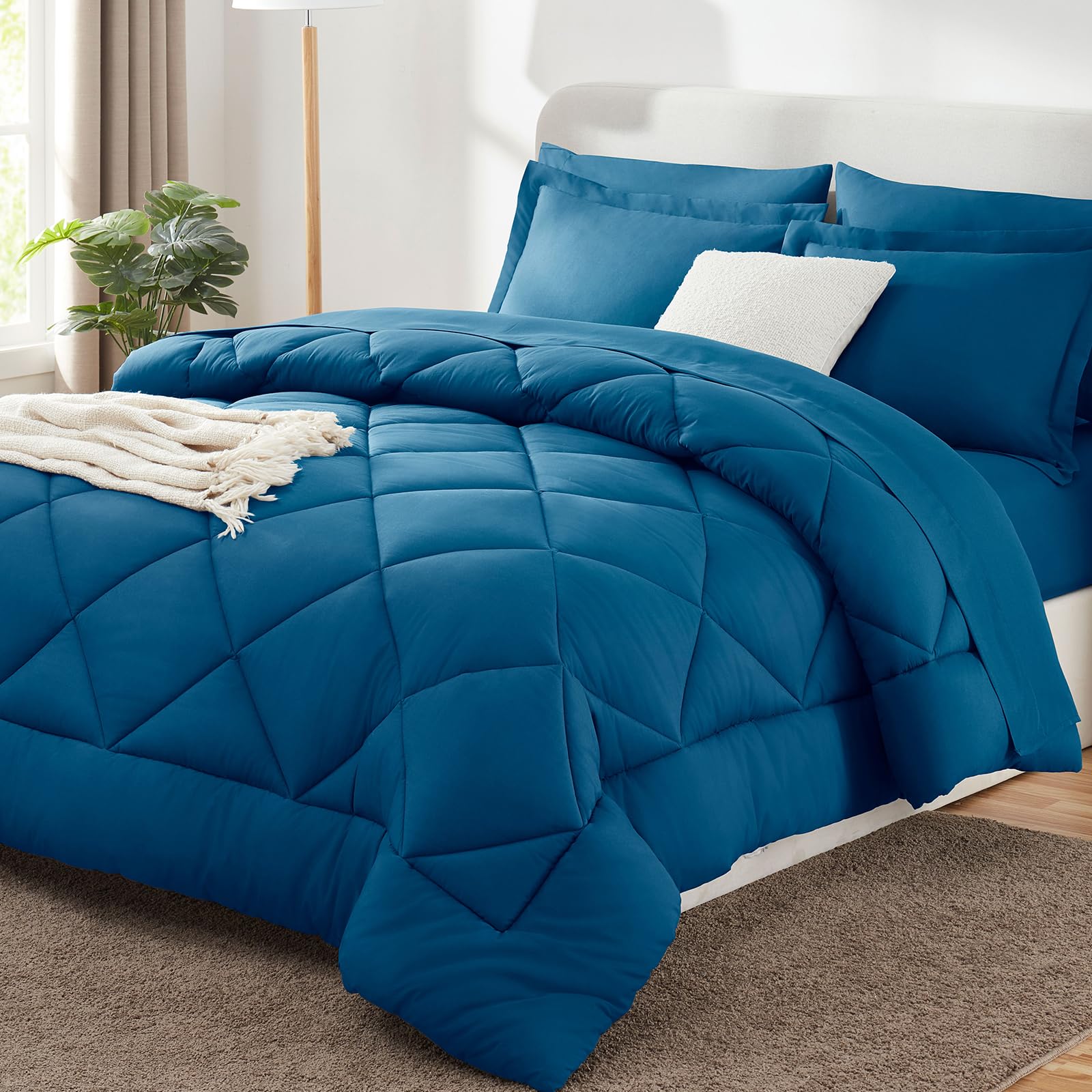 CozyLux Twin XL Comforter Set Black - 5 Pieces Twin Extra Long Bed in a Bag for College Dorm, All Season Bedding Set for Girls and Boys, Soft Bed Set with Comforter, Sheets, Pillowcase & Sham