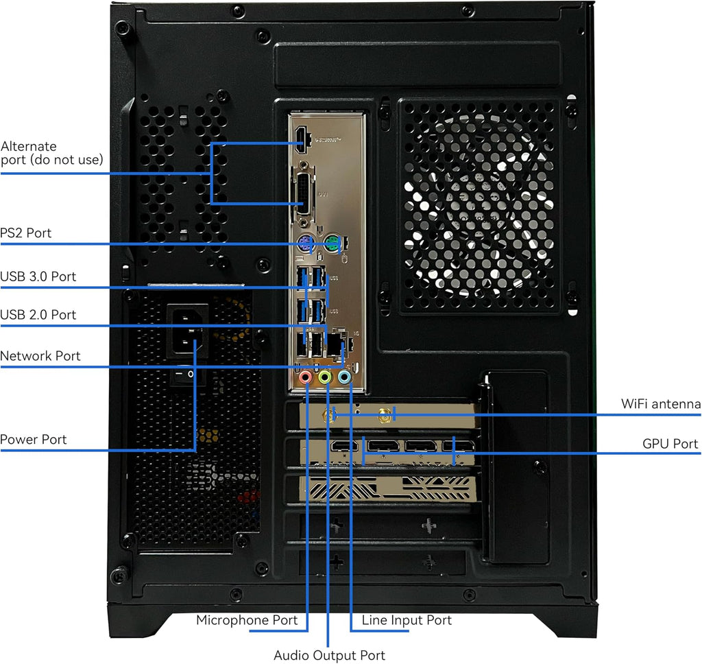 YAWYORE Gaming PC, AMD Ryzen 7 5700X, GeForce RTX 5060 Desktop Computer | 32GB DDR4 RAM, 1TB M.2 NVMe SSD,, ARGB Fans, WiFi+BT