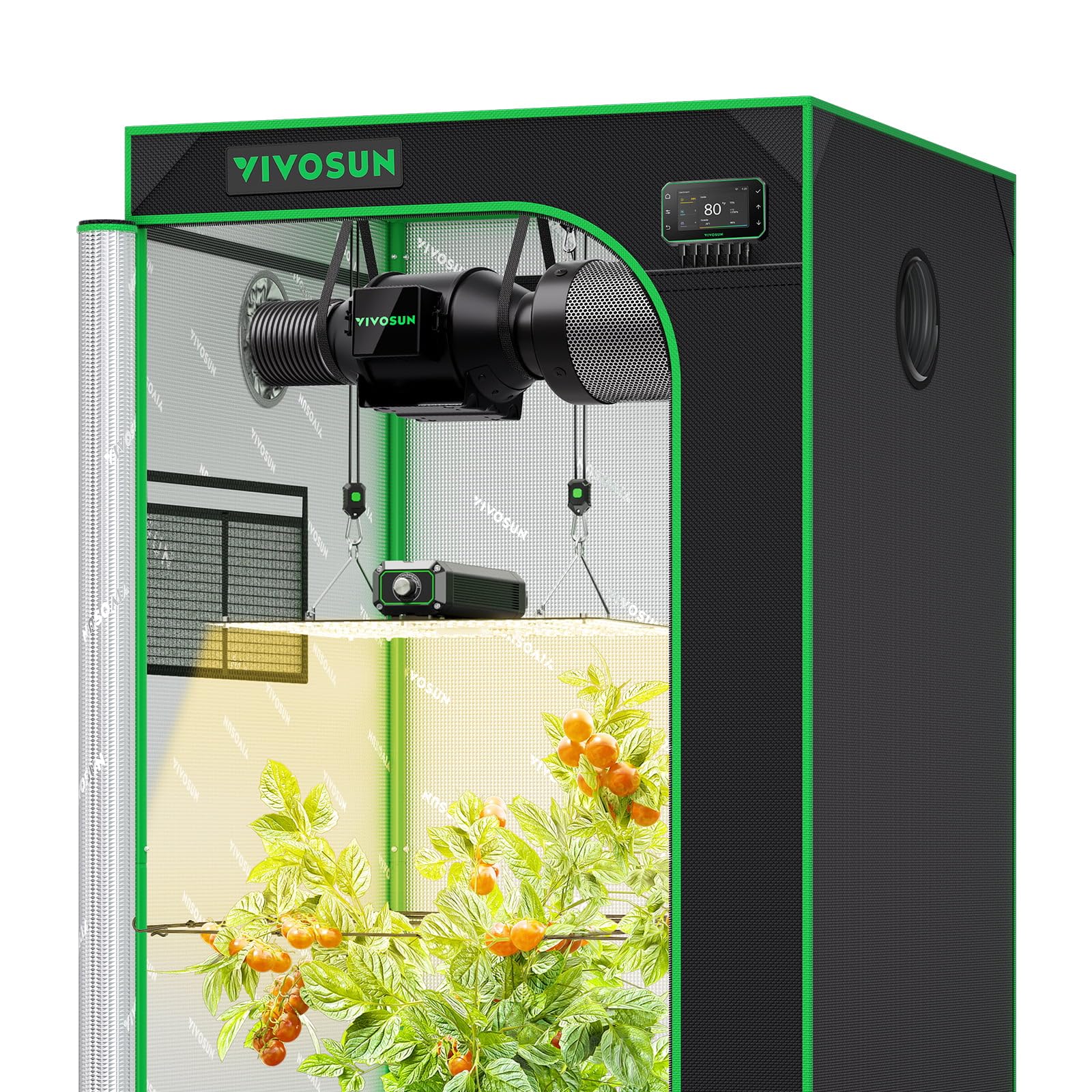 VIVOSUN Smart Grow Tent Kit 2x4, 2-Plant WiFi-Integrated Grow System | including 200W Full Spectrum LED,Automatic Control with GrowHub E42A+, Efficient Ventilation System,48x24x60" Grow Tent