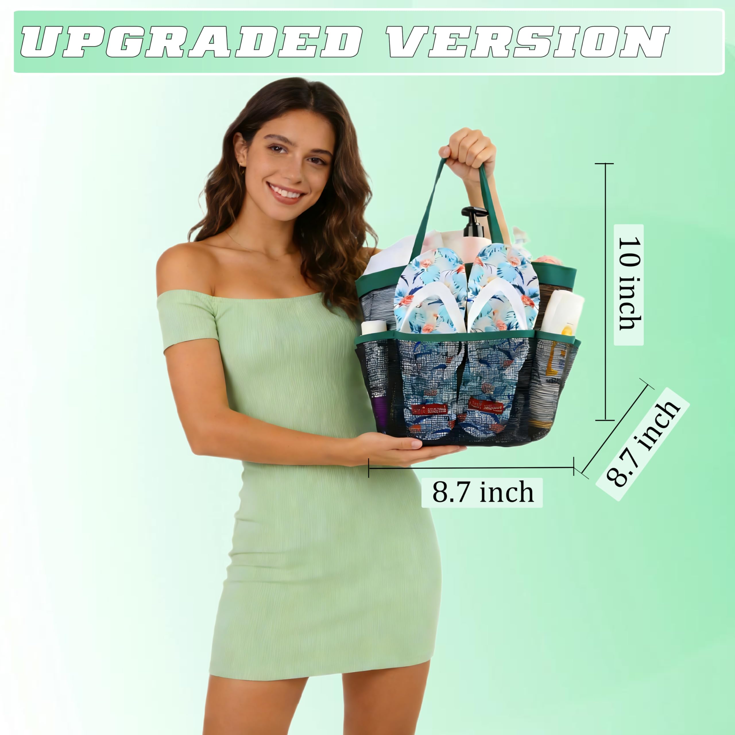 Attmu Mesh Shower Caddy Portable for College Dorm Room Camping Essentials, Shower Caddy Dorm with 9-Pockets, Large Capacity Hanging Basket Bathroom Bag for Toiletry, Swimming, Gym, Camp, Beach