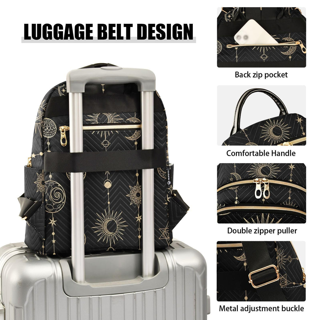 ALAZA Sun Moon Stars Witchy Small Backpack Purse for Women Travel Bag Fashion Daypack Back Pack Shoulder Bag