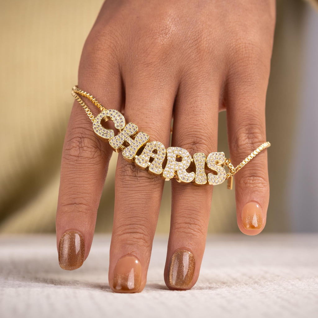 Personalized Name Bracelet for Women | Custom Bubble Letter, Jewelry Gift for Mom, Bridesmaid, Girlfriend