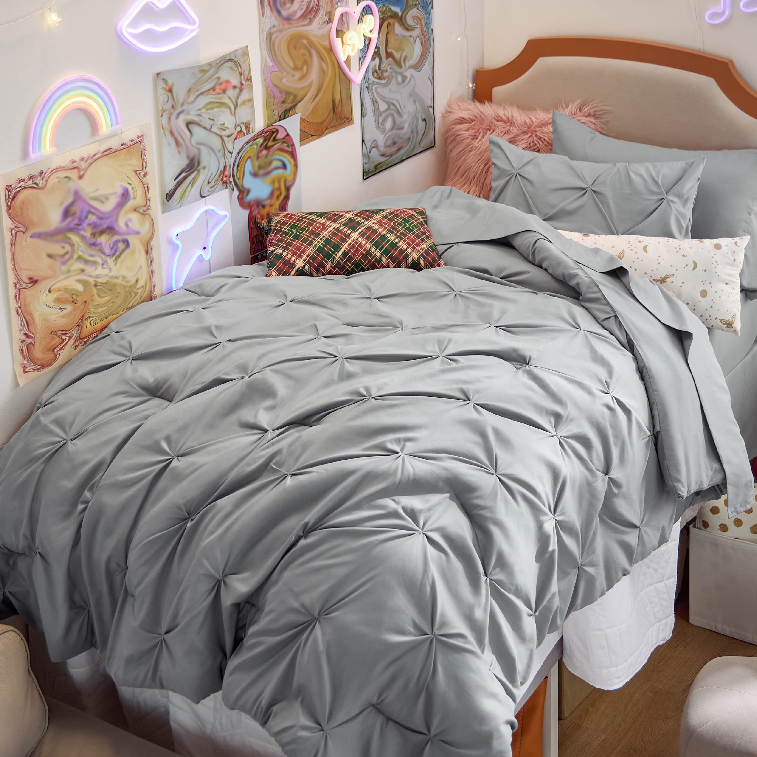 Bedsure Twin XL Comforter Set Pink - Dorm Room Essentials for Girls, Extra Long Twin XL Bedding Set with Sheets, All Season Down Alternative Comforter with Sheets, Pillowcase & Sham