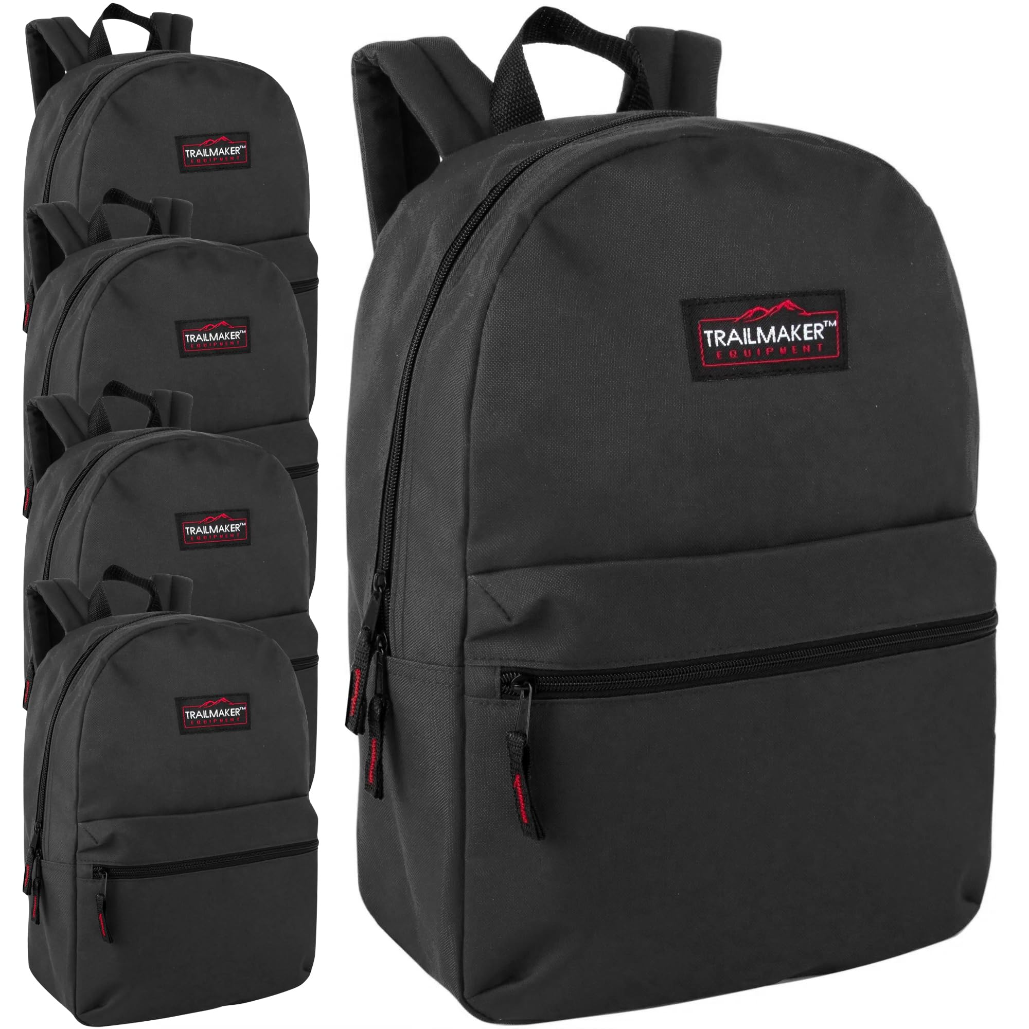 Trail maker 24 Pack- Classic 17 Inch Backpacks in Bulk Wholesale Back Packs for Boys and Girls (Assorted 12 Colors Pack)