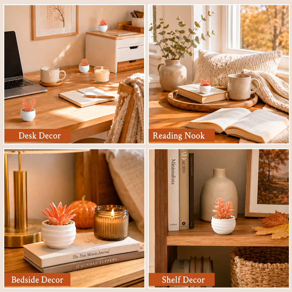 Der Rose 6 Pack Succulents Fake Plants for Bedroom Bathroom Home Decor | Small fake plants，perfect for aesthetic living room shelf decor，office desk accessories，gifts for women，fresh all year