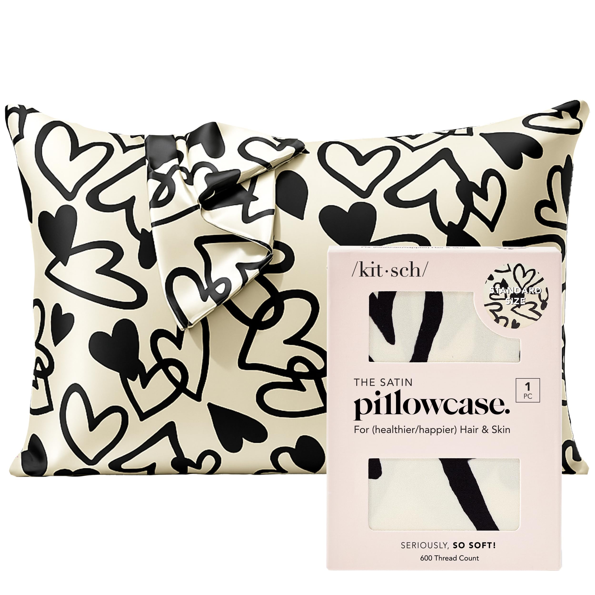 Kitsch Satin Pillowcase with Zipper - Standard Size, Leopard | Softer Than Silk Pillow Cases, Smooth Cooling Satin Pillow Case for Hair and Skin, Wrinkle-Free, Machine Washable