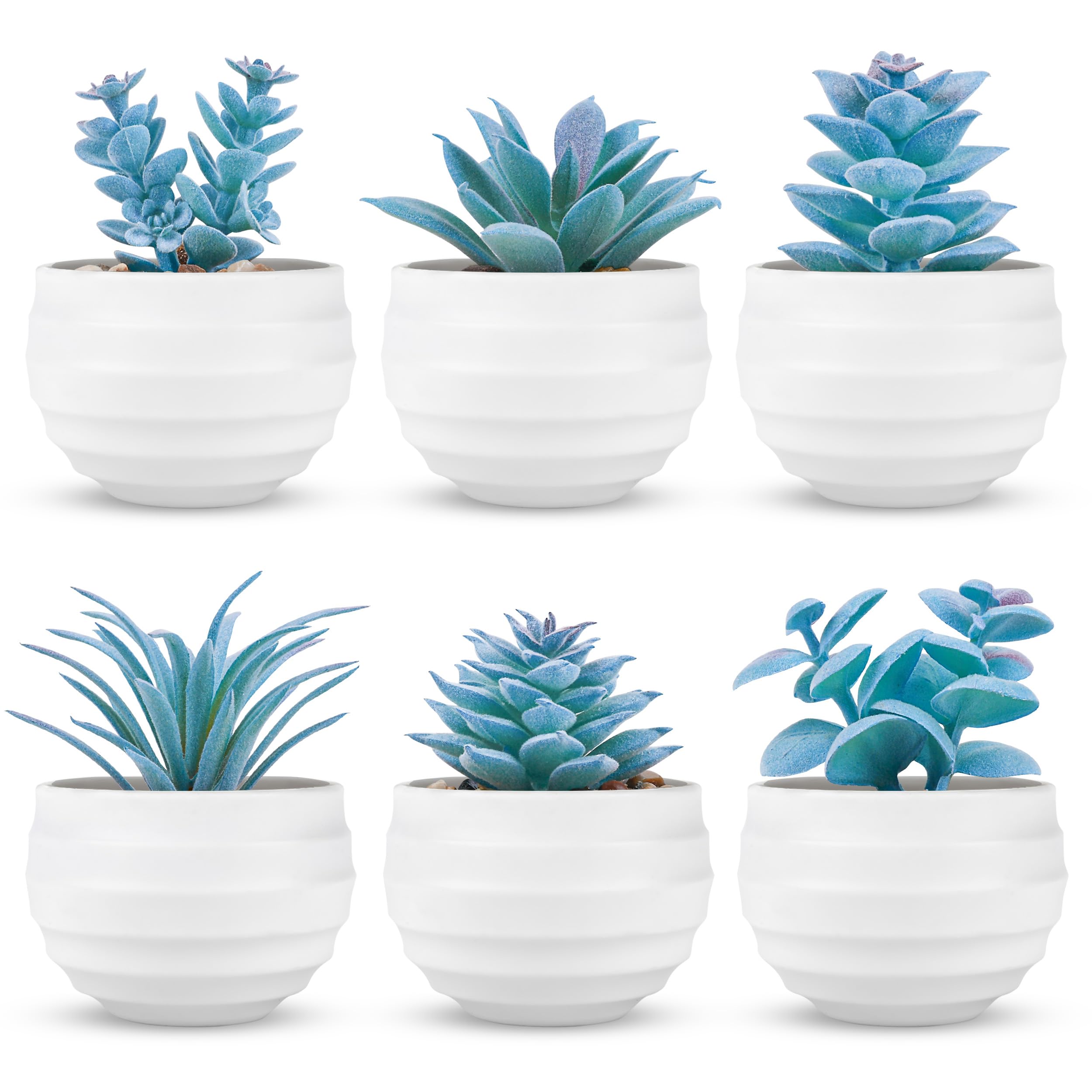 Der Rose 6 Pack Succulents Fake Plants for Bedroom Bathroom Home Decor | Small fake plants，perfect for aesthetic living room shelf decor，office desk accessories，gifts for women，fresh all year