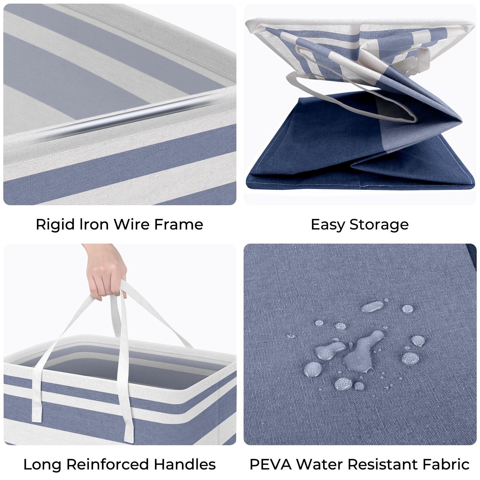HomeHacks 2 Pack Large Laundry Baskets, Waterproof, Freestanding Laundry Hampers, Collapsible Clothes Hamper with Reinforced Handles in Laundry Room, College Dorm, Bathroom, Bedroom (Grey, 75Lx2)