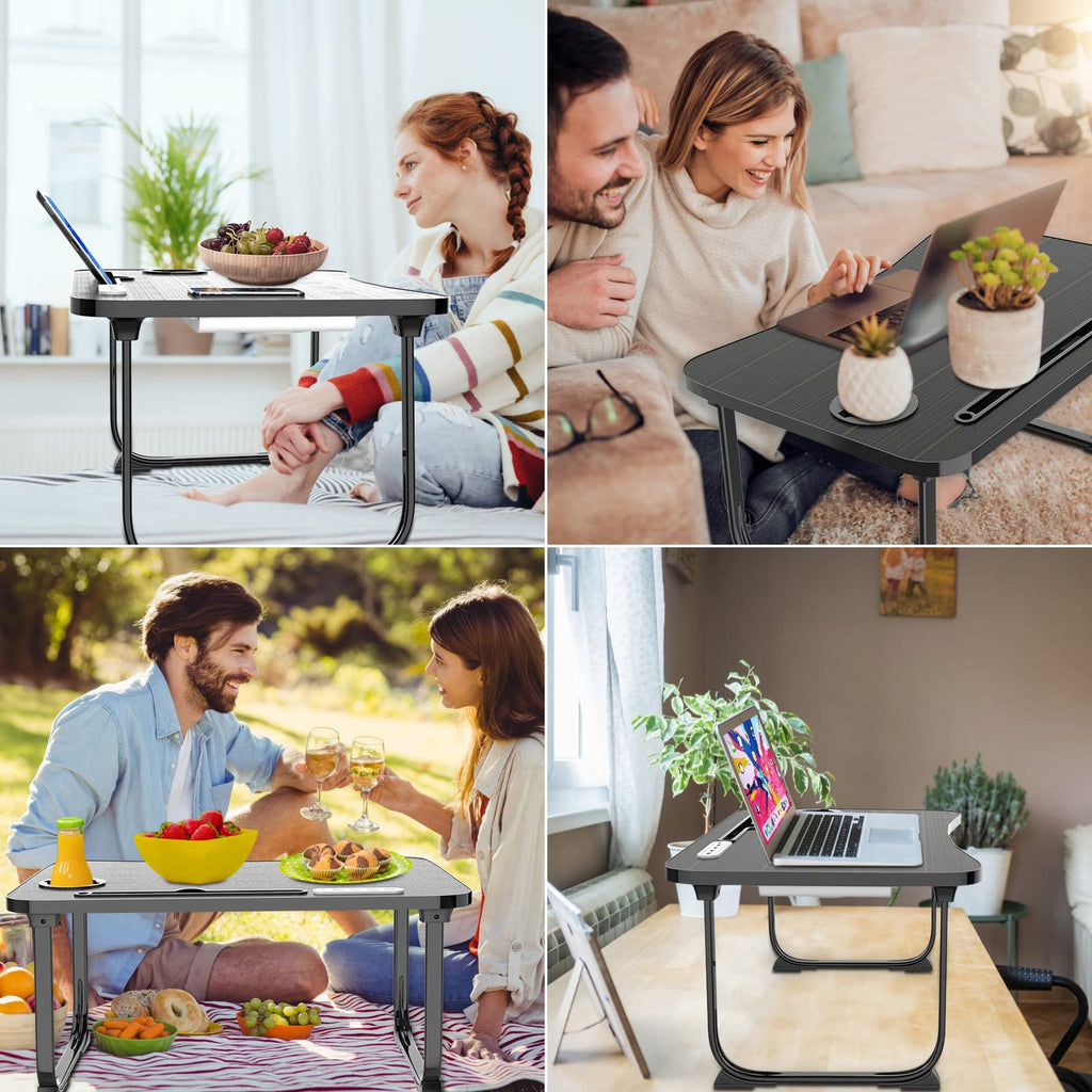 Fayquaze Lap Laptop Desk, Portable Foldable Laptop Bed Table with Storage Drawer and Cup Holder, Lap Desk Lap Bed Stand Tray Table Serving Tray for Eating, Reading and Working
