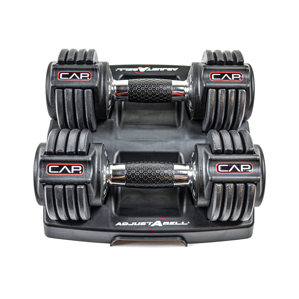 CAP ADJUSTABELL Adjustable Dumbbell Set, Premium Quick Select Adjustable Weights for Strength Training, Singles & Pairs, 12.5 LB, 25 LB & 55 LB, Round & Hex Dumbbells, Multiple Grip Handle Options