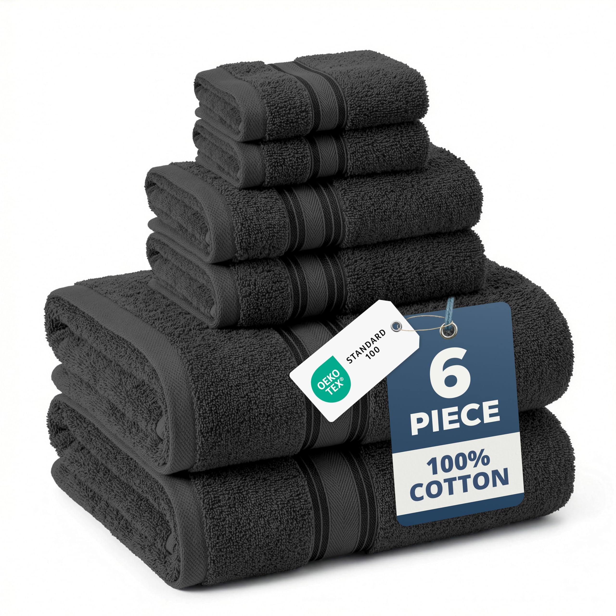 LANE LINEN Bathroom Towels Set of 18 – Zero Twist, 100% Mercerized Cotton Towel, 6 Bath, 6 Handtowel & 6 Washcloths, Luxury Hotel Design, Perfect for Salon & Guests, Machine Washable – Cerulean Blue