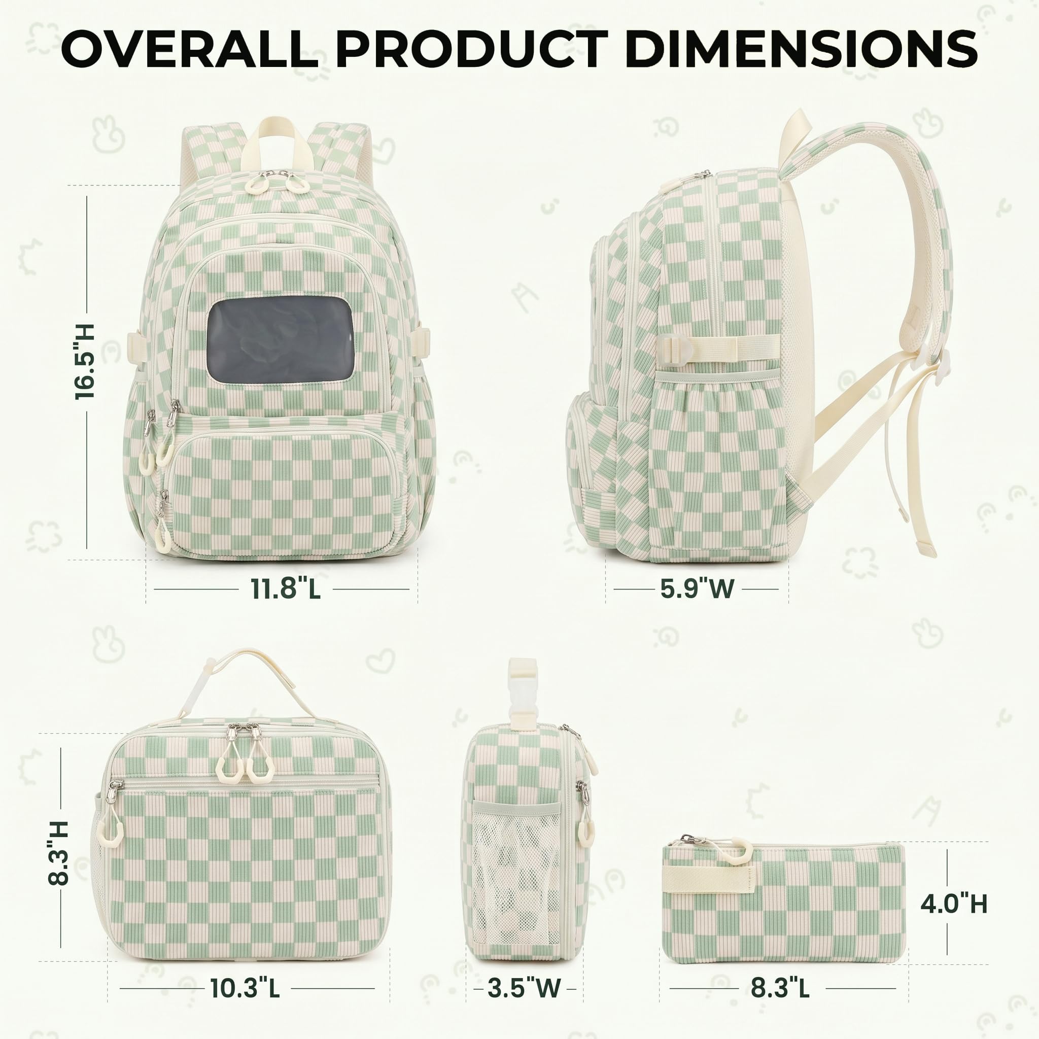 Corduroy School Backpack Set for Girls Boys Women, 3Pcs Kids Bookbag with Lunch Box & Pencil Pouch, Elementary Middle High School College Daypack 15.6" Laptop Bag for Work Travel, Leopard Brown
