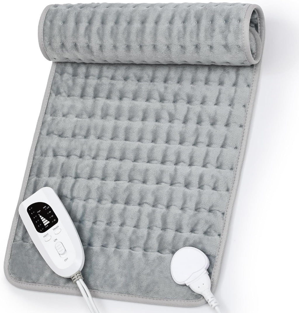 Heating Pad,Heated Blanket,Heating Pad for Back Neck,Silvergray,24x12In | Electric Heating Pad,Dry/Moist Heat Heating Pads,Heating Pads for Shoulder,Abdomen,Knee,Heat Pad for Women Men,Birthday Gift