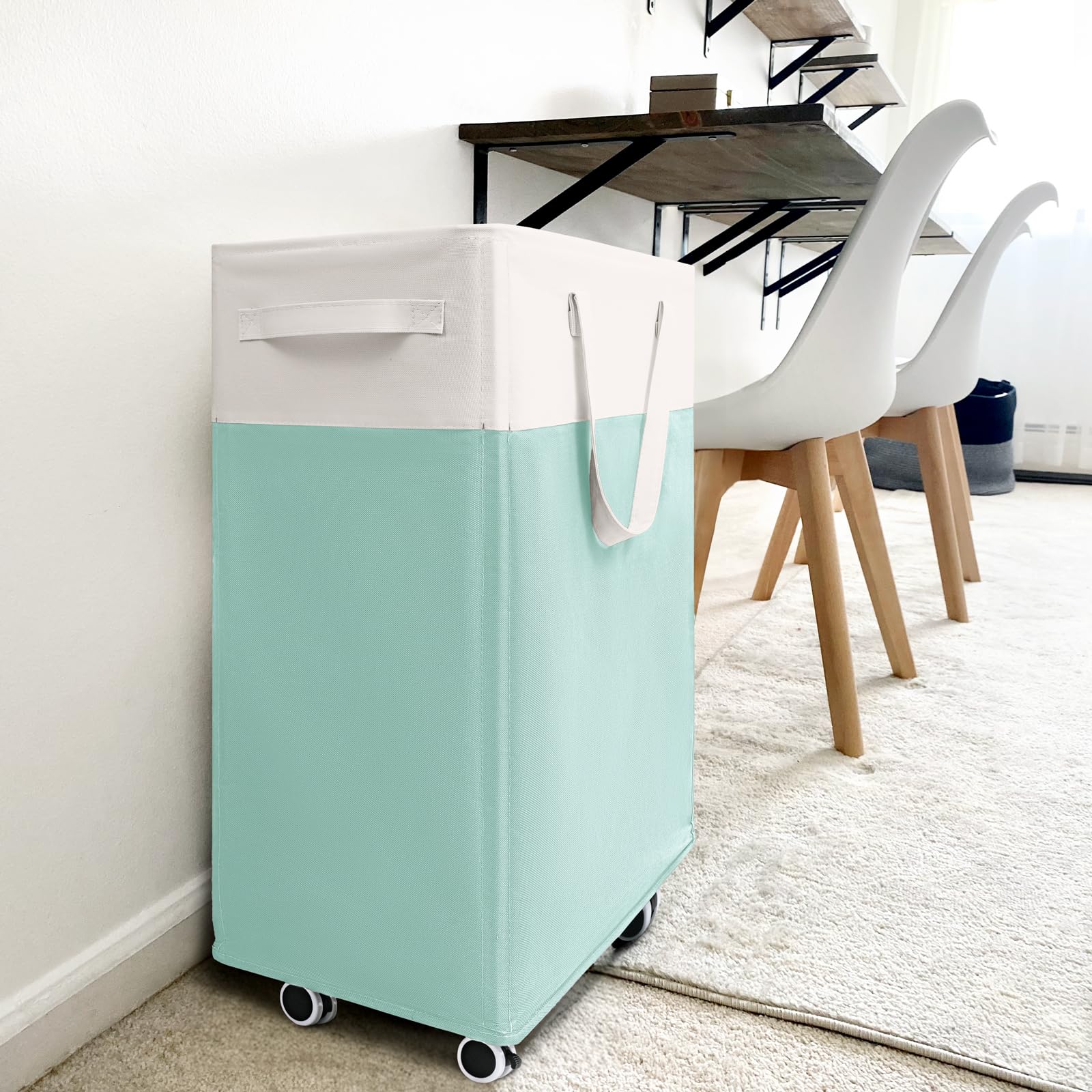 Goodpick Pink Laundry Basket with Wheels, Dorm Room Essentials for Girls, 75L Collapsible Laundry Basket, Laundry Hamper with Handle for College Dorm