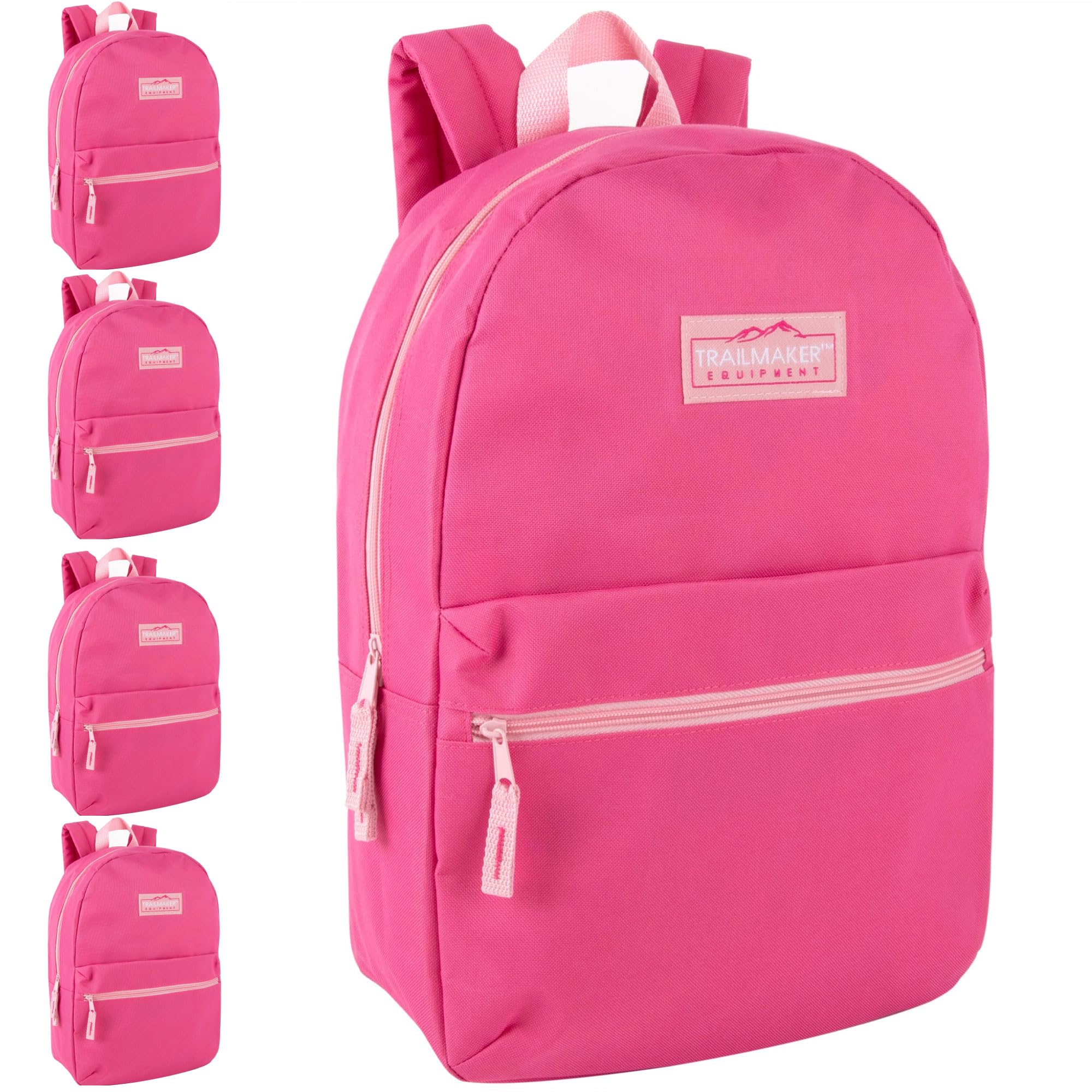 Trail maker 24 Pack- Classic 17 Inch Backpacks in Bulk Wholesale Back Packs for Boys and Girls (Assorted 12 Colors Pack)