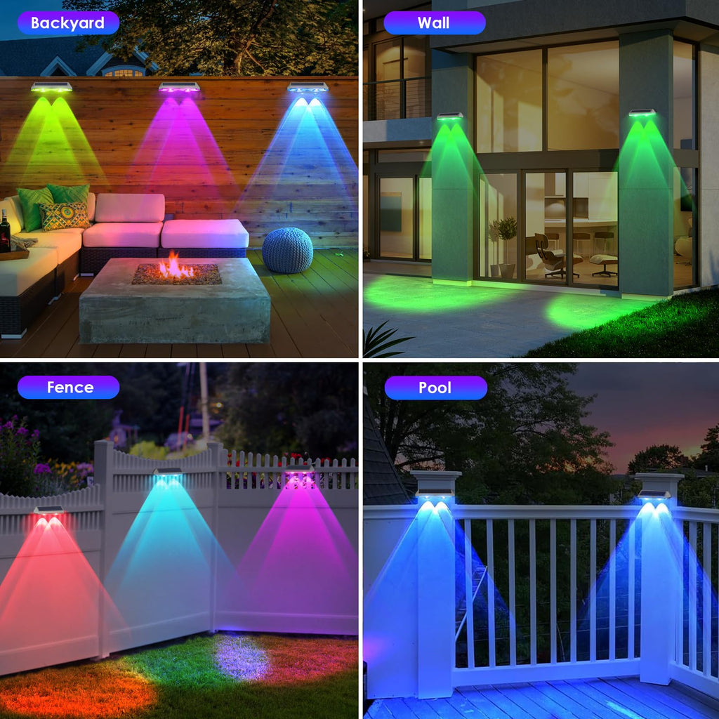 Solar Fence Lights Outdoor - 2700/4000/6000K 3 Mode, 8 Pack Solar Fence Lights Outdoor Waterproof LED, Fence Light Solar Powered for Outside, Backyard, Railing, Step, Patio,Wall and Home Improvement