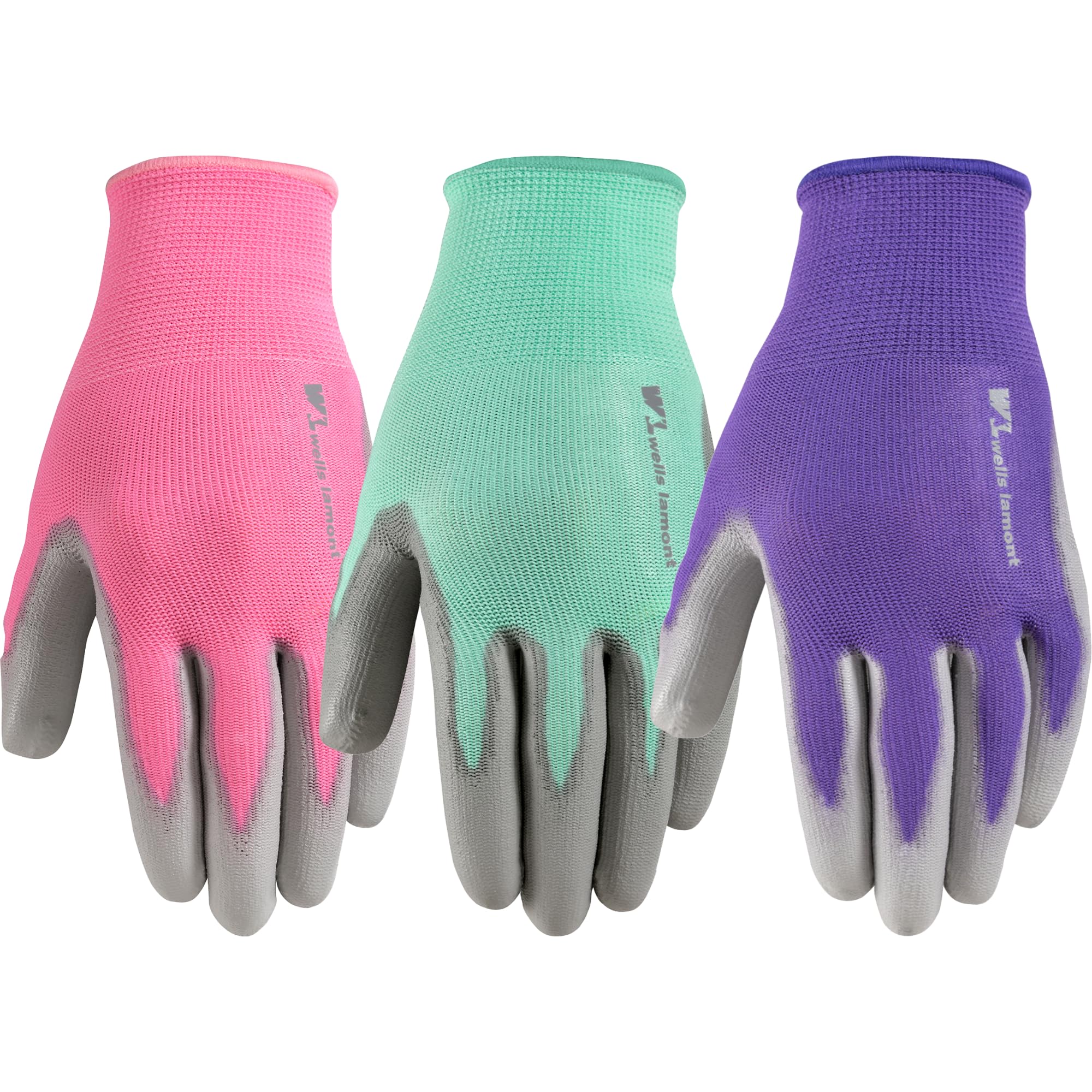 Wells Lamont Gardening Gloves for Women – Breathable Polyester, Seamless Fit – PU-Coated Palm for Grip & Durability