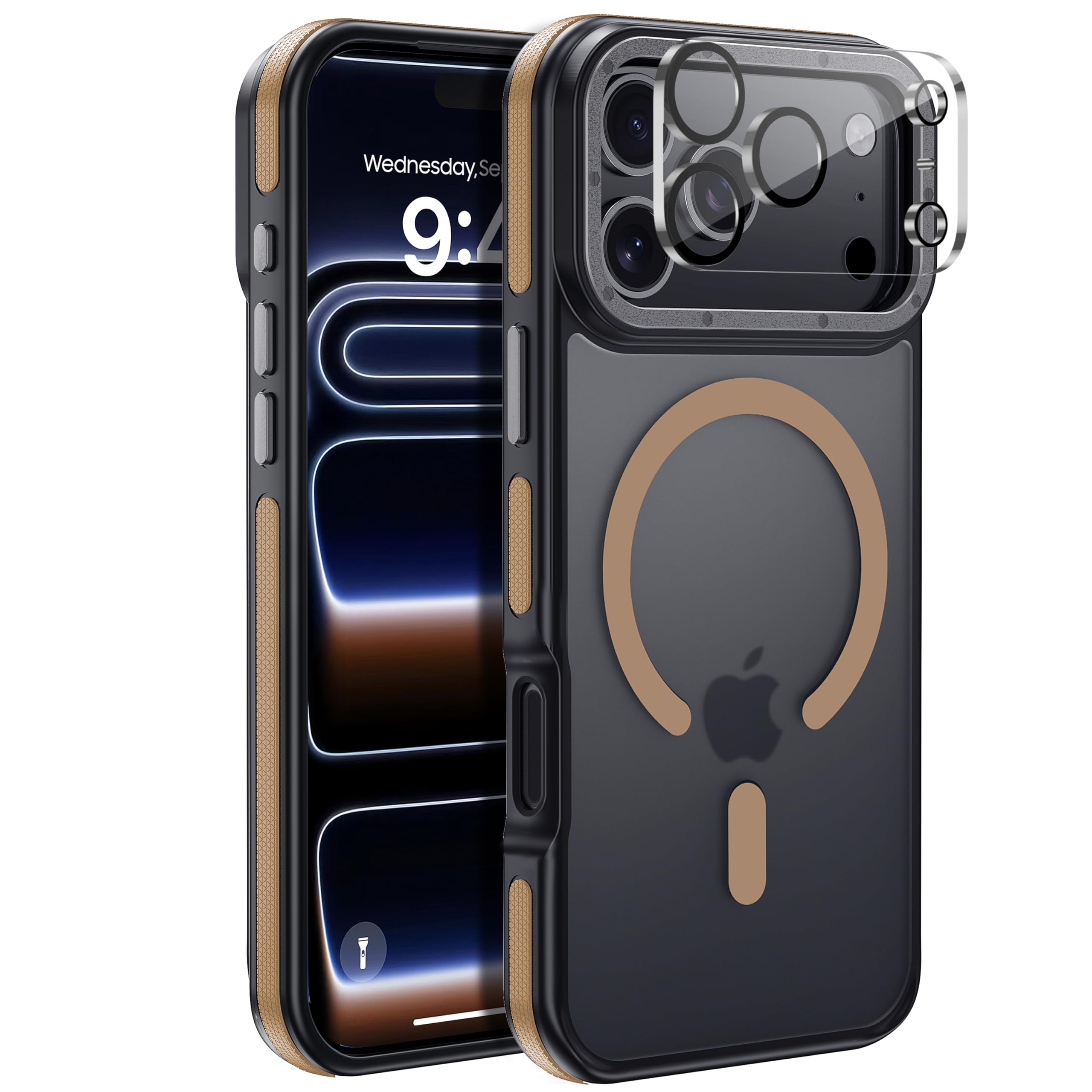 for iPhone 17 Pro Max case with Camera Lens Protector[10Ft Military-Grade Protection] Compatible with fit MagSafe Shockproof Slim Thin Cover case for iPhone 17 Pro Max 6.9 inch, Orange Bumper