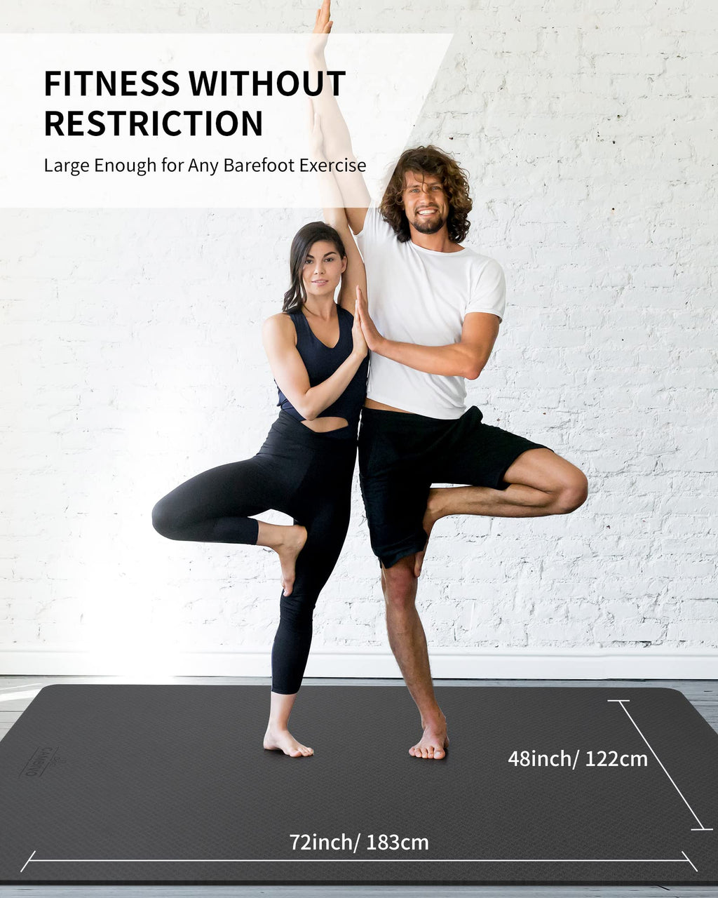 CAMBIVO Yoga Mat 72" x 48" Large Workout Mat for Home Gym Flooring | 6mm-12mm (0.24"-0.48") Extra Thick Exercise Mat for Apartment Fitness | High-Density TPE Cushioning for Joint Protection