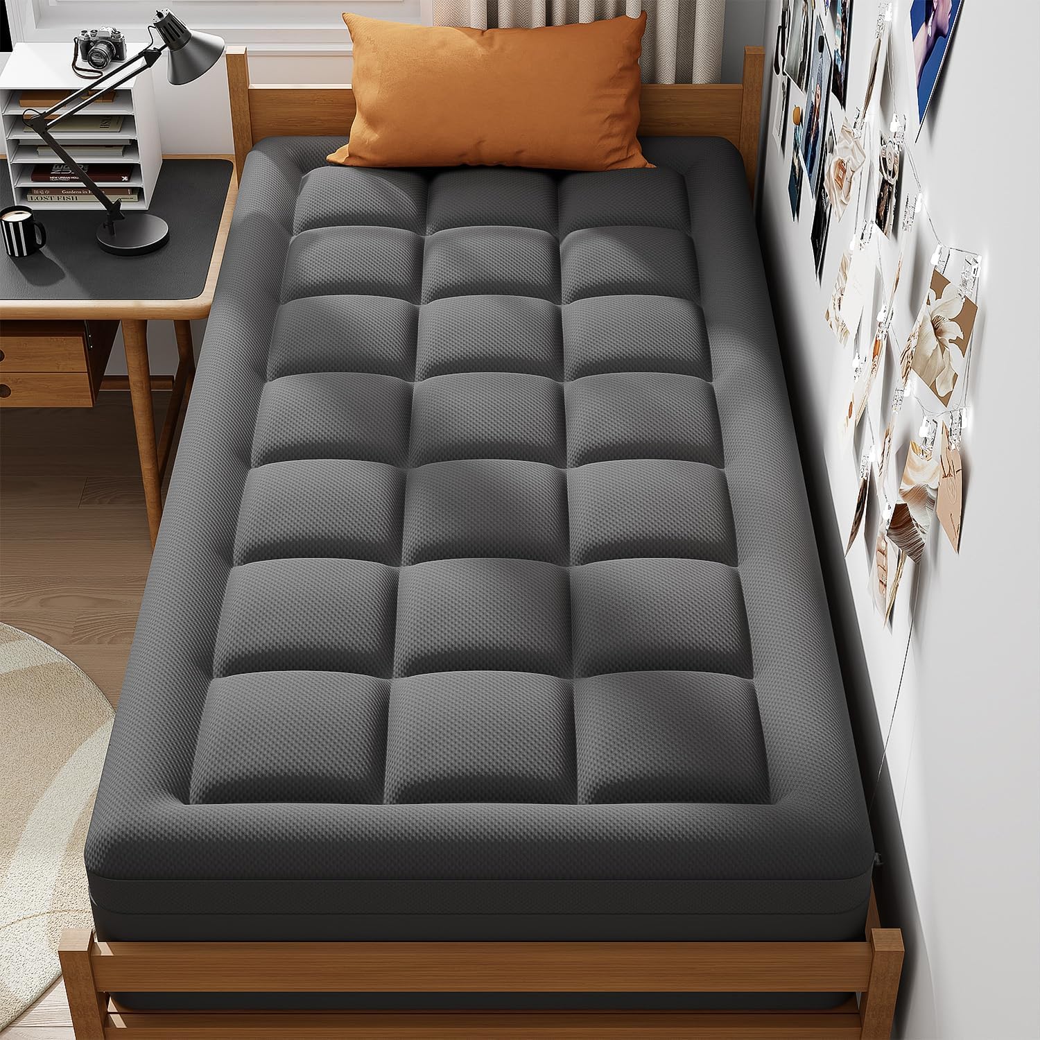 ELEMUSE Twin XL Dorm Dual Layer 3 Inch Memory Foam Mattress Topper for College, Dorm Room Essentials, 2 Inch Cooling Gel Foam and 1 Inch Soft Pillow Top Bed Pad,Back to School Comfortable Support