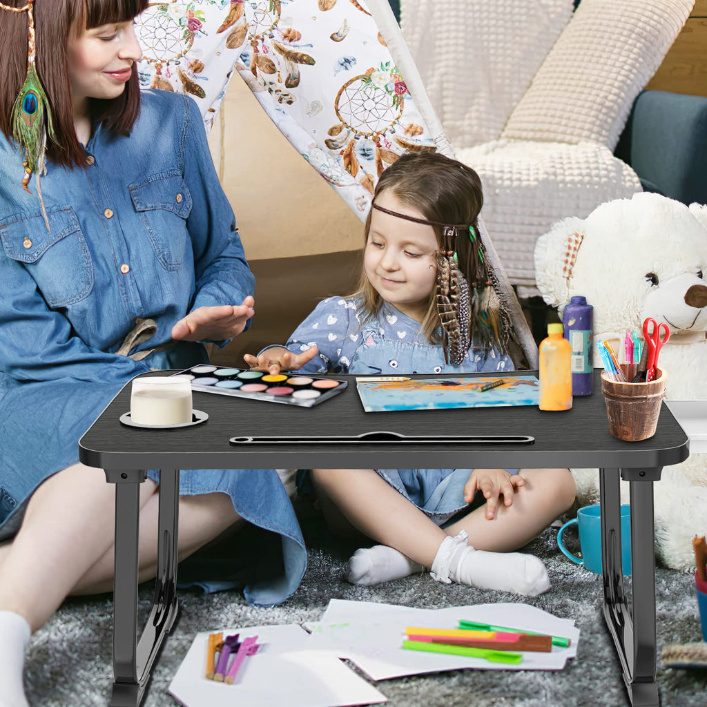 Fayquaze Lap Laptop Desk, Portable Foldable Laptop Bed Table with Storage Drawer and Cup Holder, Lap Desk Lap Bed Stand Tray Table Serving Tray for Eating, Reading and Working