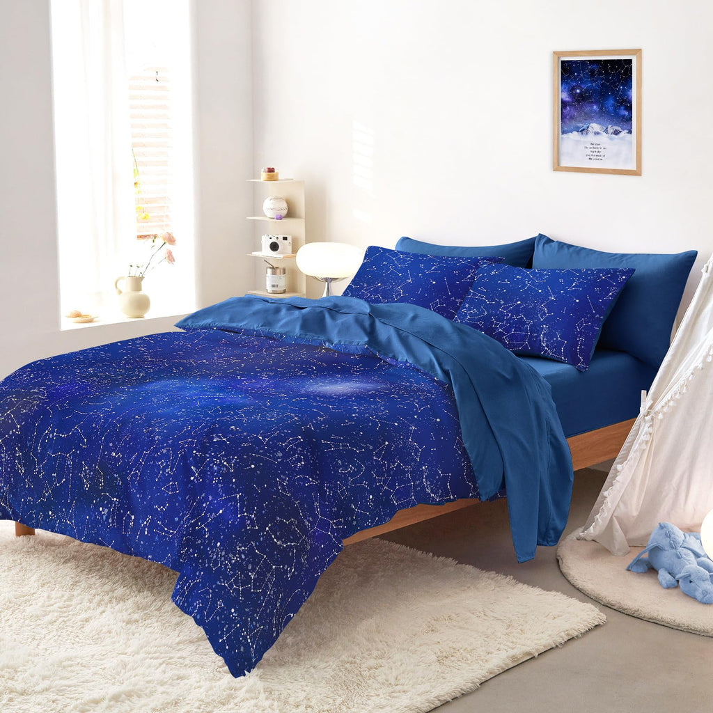 Wake In Cloud - Constellation Comforter Set, Celestial Space Star Galaxy Astrology, Soft Lightweight Bedding for Teen Kids Boys Girls, 3 Pieces, Navy Blue, Twin/Twin XL Size