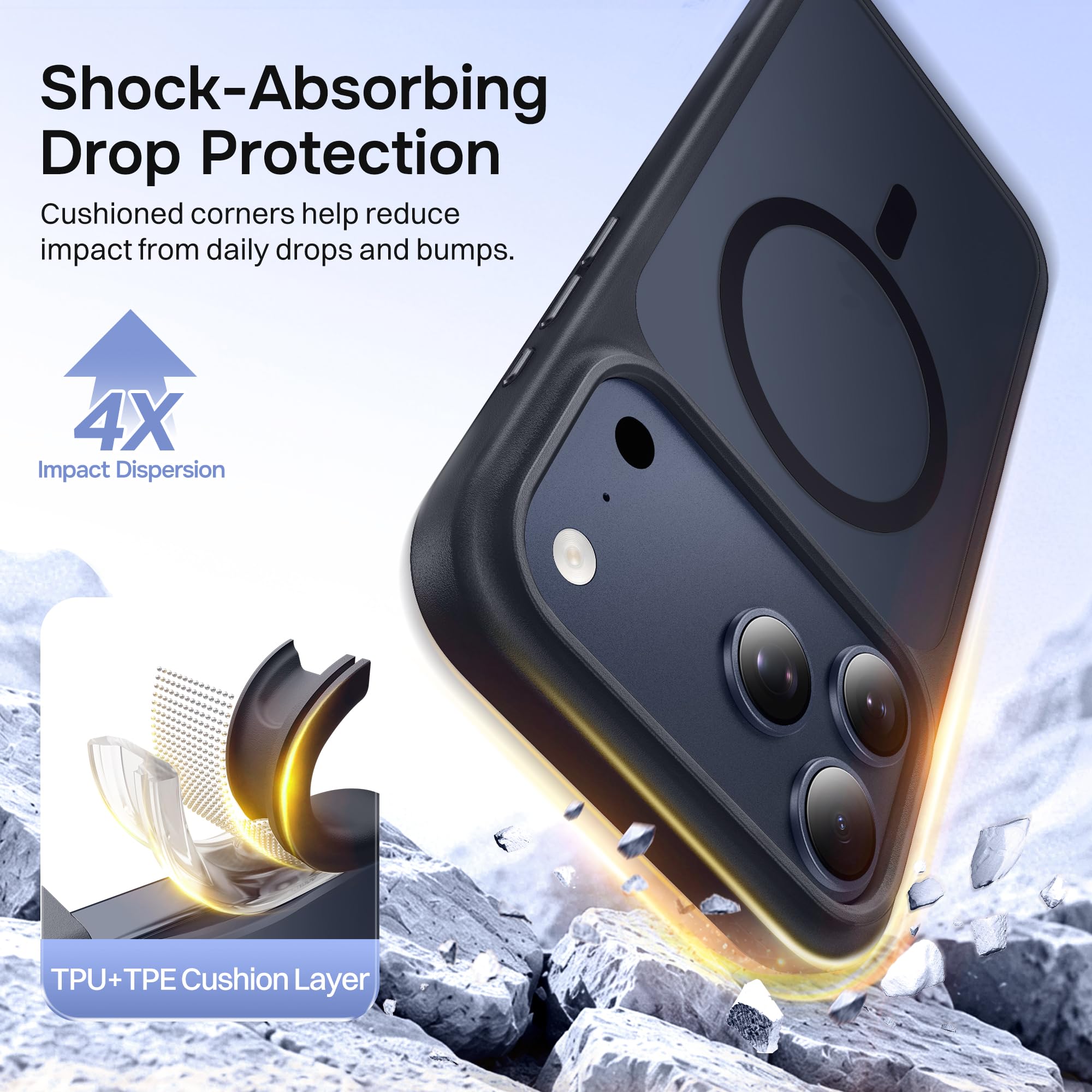 Magnetic for iPhone 17 Pro Max Case, Compatible with MagSafe, [Military Grade Drop Protection] Translucent Matte Shockproof Protective Anti-Fingerprint Phone Case, 6.9", Dark Purple