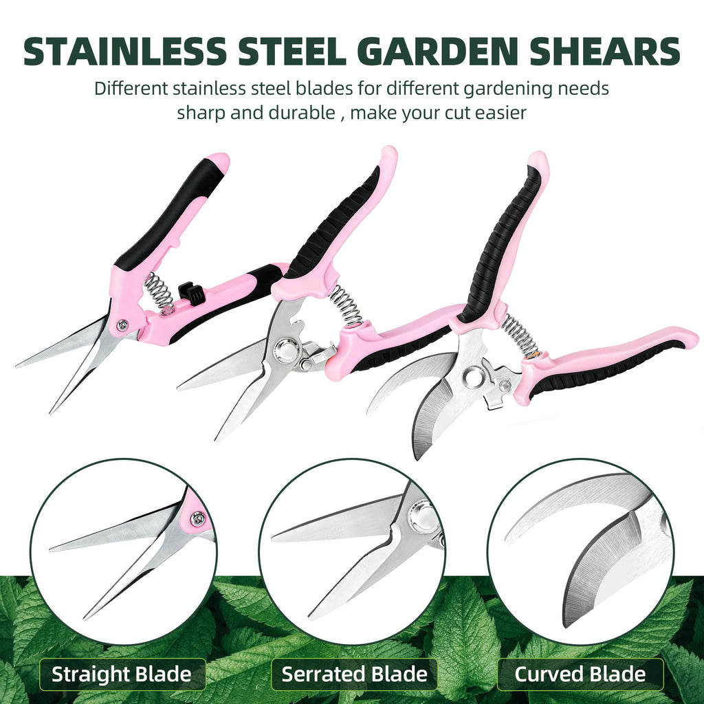 EWPJDK 3 Pack Garden Pruning Shears, Stainless Steel Shears, Gardening Shears, Scissors, Garden Clippers, Pruning Snips, Pruning Shears for Gardening Tools