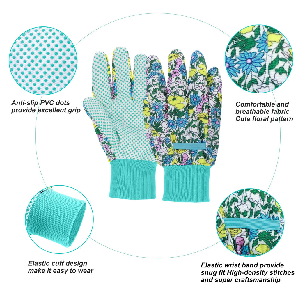Garden Gloves for Women, Floral Gardening Gloves Ladies Soft Breathable Yard Work Glove Light Working Gloves