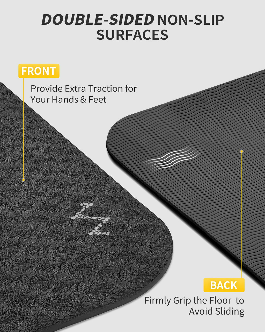 CAMBIVO Yoga Mat 72" x 48" Large Workout Mat for Home Gym Flooring | 6mm-12mm (0.24"-0.48") Extra Thick Exercise Mat for Apartment Fitness | High-Density TPE Cushioning for Joint Protection