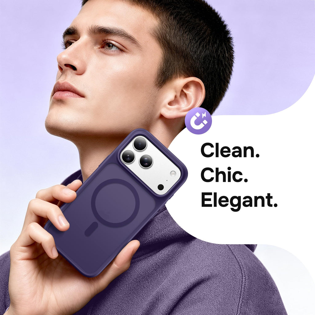 Magnetic for iPhone 17 Pro Max Case, Compatible with MagSafe, [Military Grade Drop Protection] Translucent Matte Shockproof Protective Anti-Fingerprint Phone Case, 6.9", Dark Purple