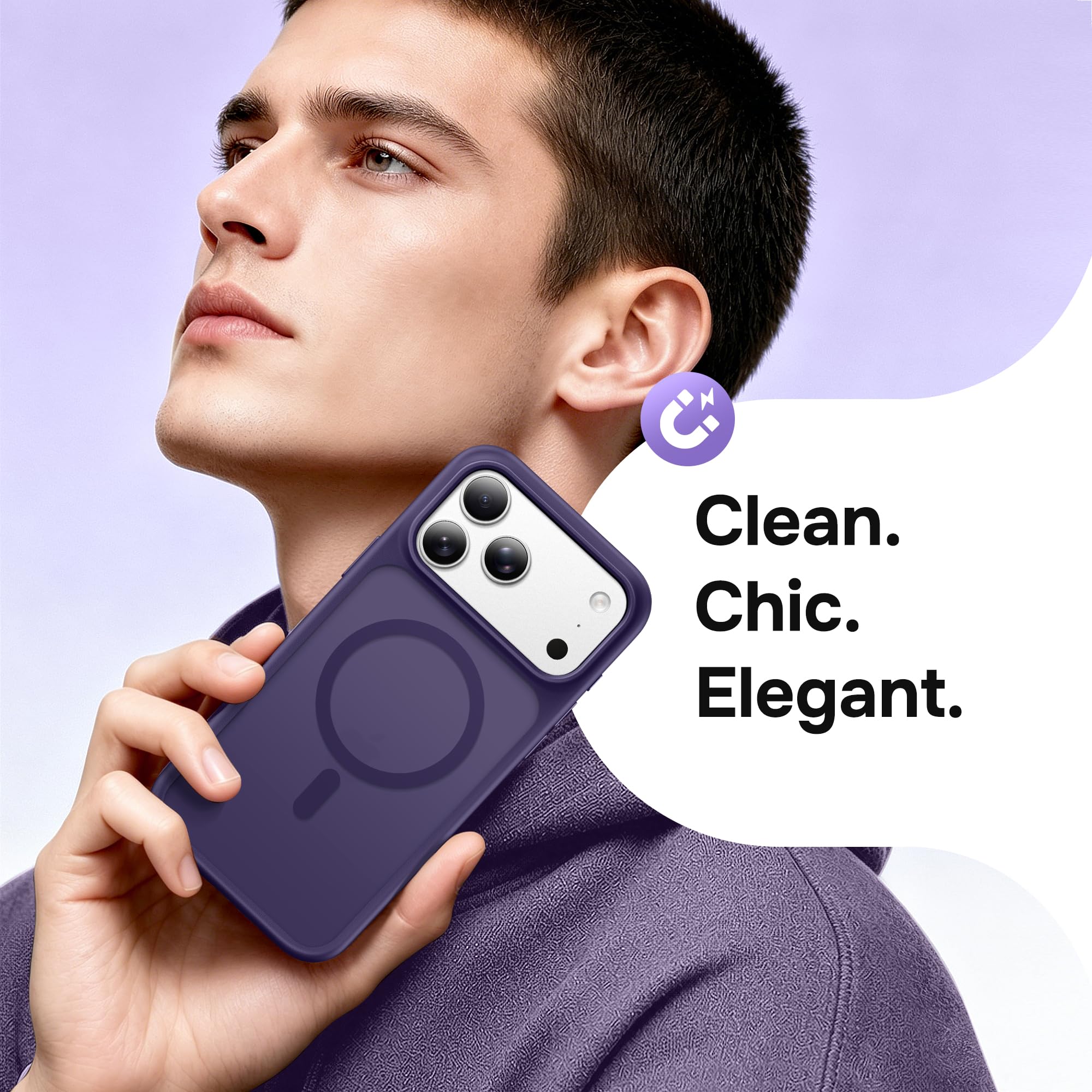 Magnetic for iPhone 17 Pro Max Case, Compatible with MagSafe, [Military Grade Drop Protection] Translucent Matte Shockproof Protective Anti-Fingerprint Phone Case, 6.9", Dark Purple